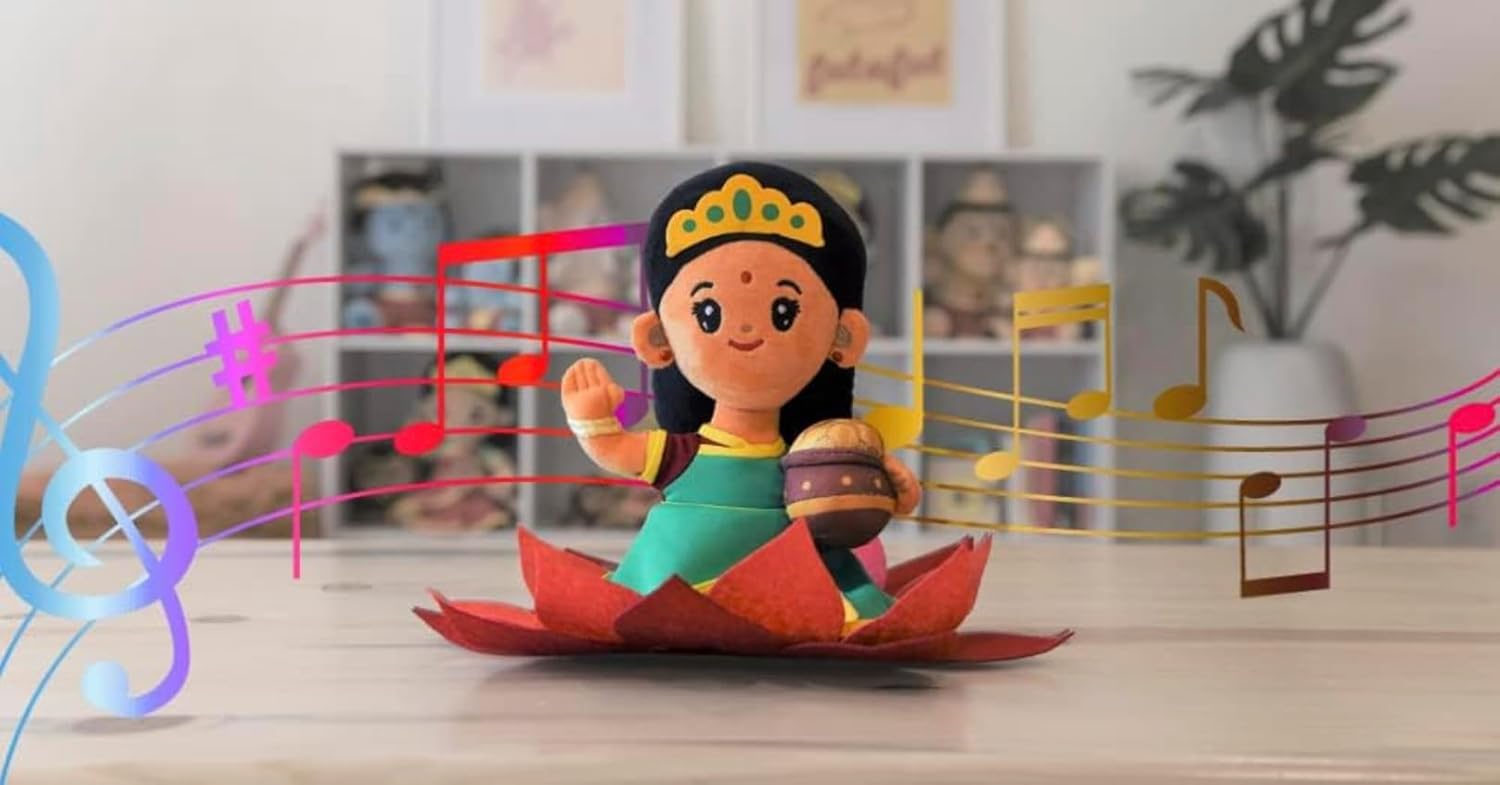 MODI TOYS Laxmi Devi Musical Plush Toy 7 Inch