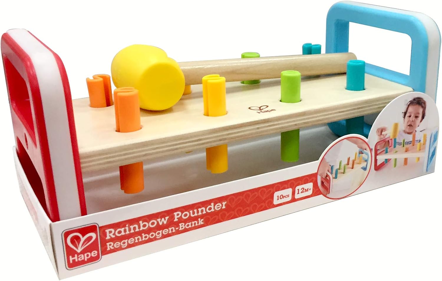 Hape Rainbow Pounder Pounding Bench Wooden Toy with Hammer