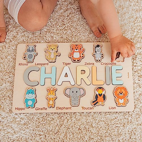 Personalized Baby Puzzle with Animal Figurines