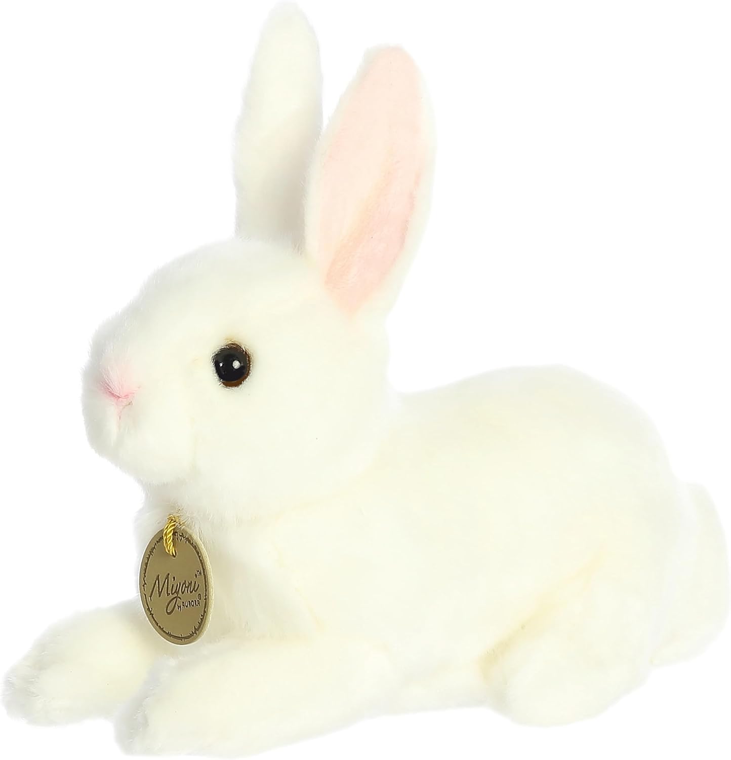Aurora Realistic American White Rabbit Stuffed Animal - 8 Inches