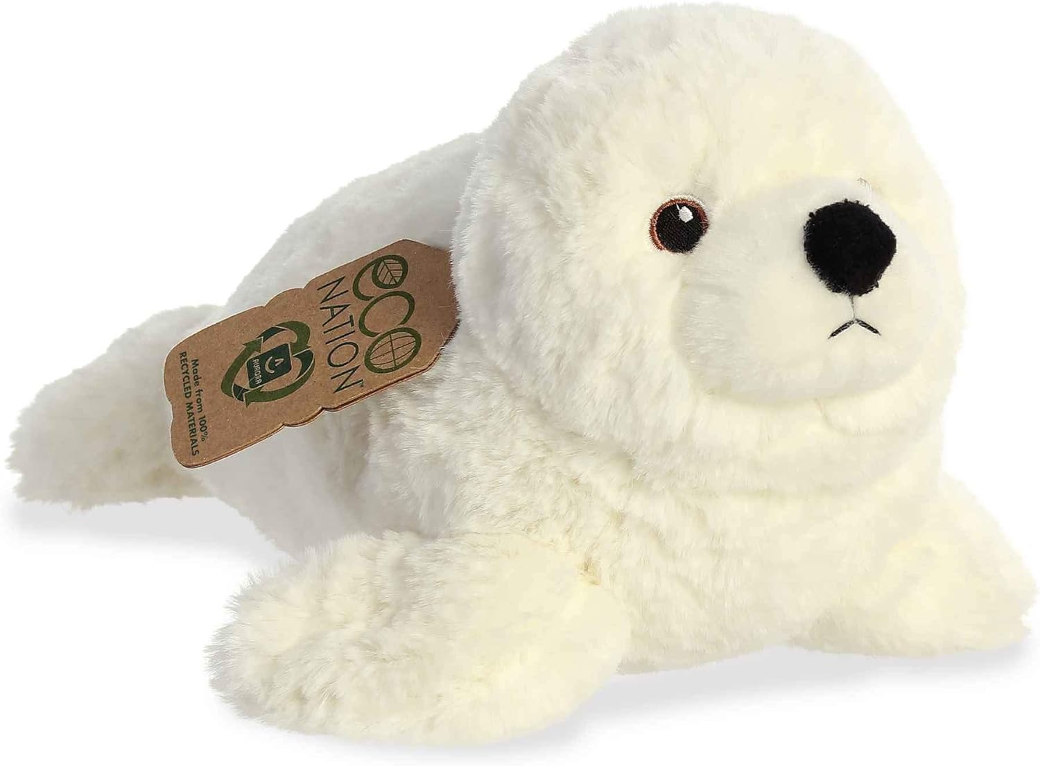 Aurora Responsibly Made Eco Seal Stuffed Animal - 12 Inches White
