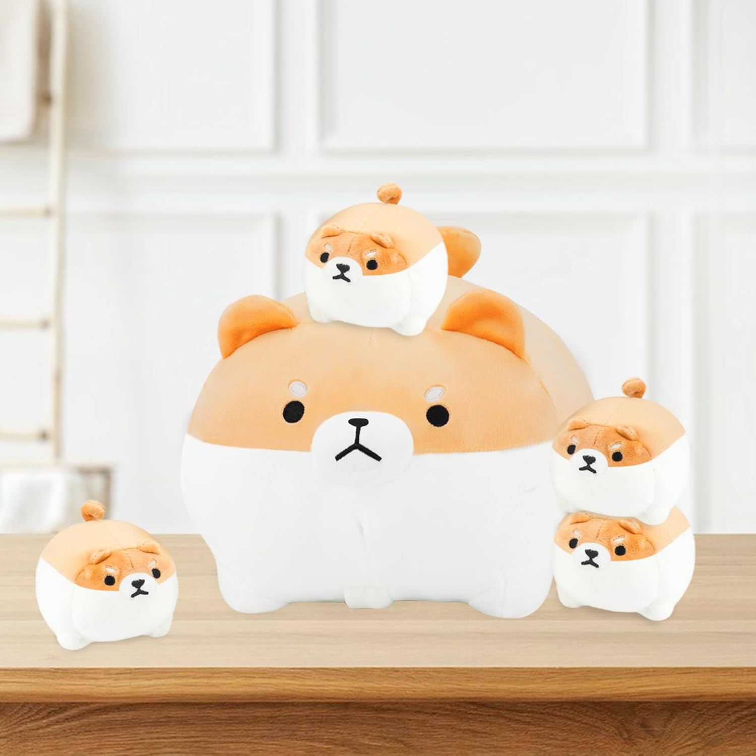 AtoBaby Shiba Inu Plush Pillow with Four Babies