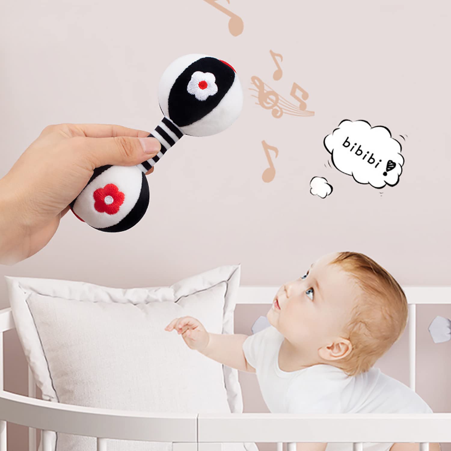 SHXERO 2 Pcs Soft Baby Rattles for 0-6 Months