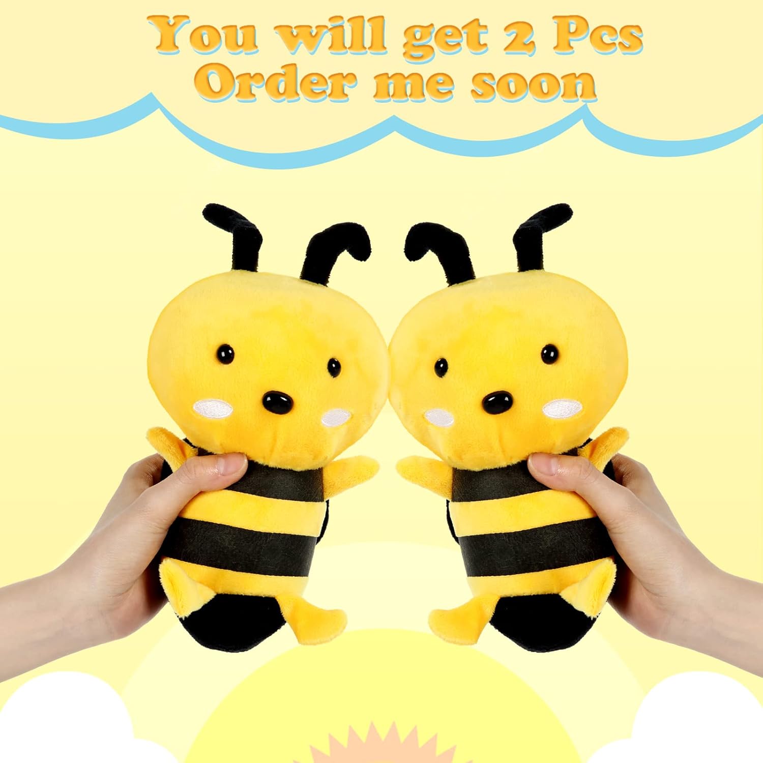 Civaner 2 Pieces Honey Bee Plush Stuffed Animal