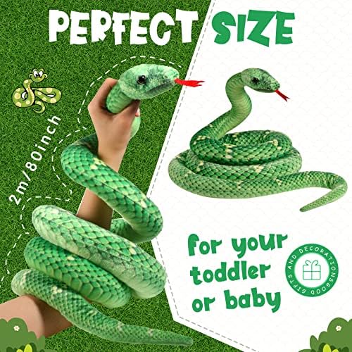 HyDren 80 Inch Giant Plush Snake Toy Green