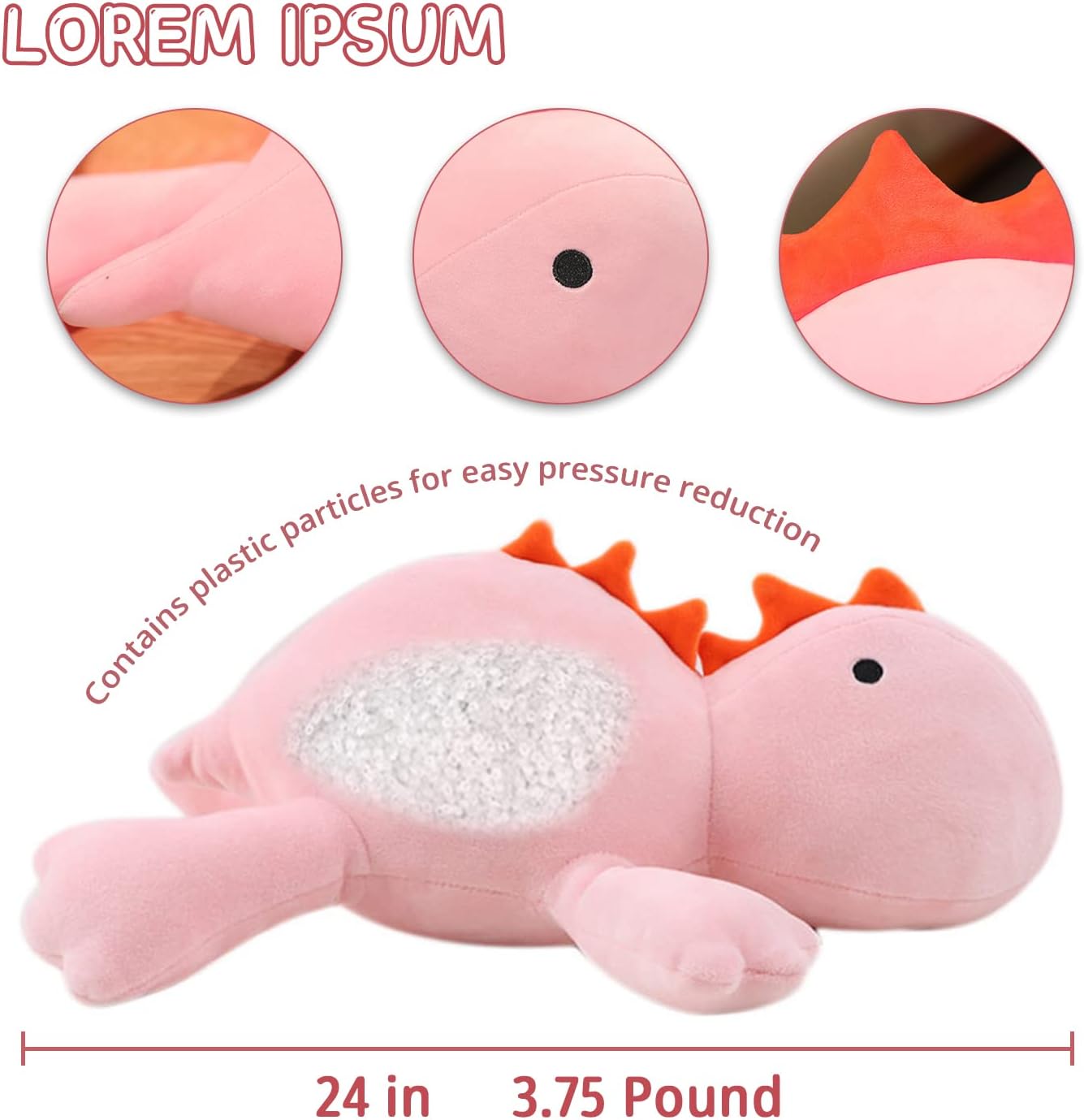 PopMeme Weighted Dinosaur Plush Throw Pillow 24 35lbs