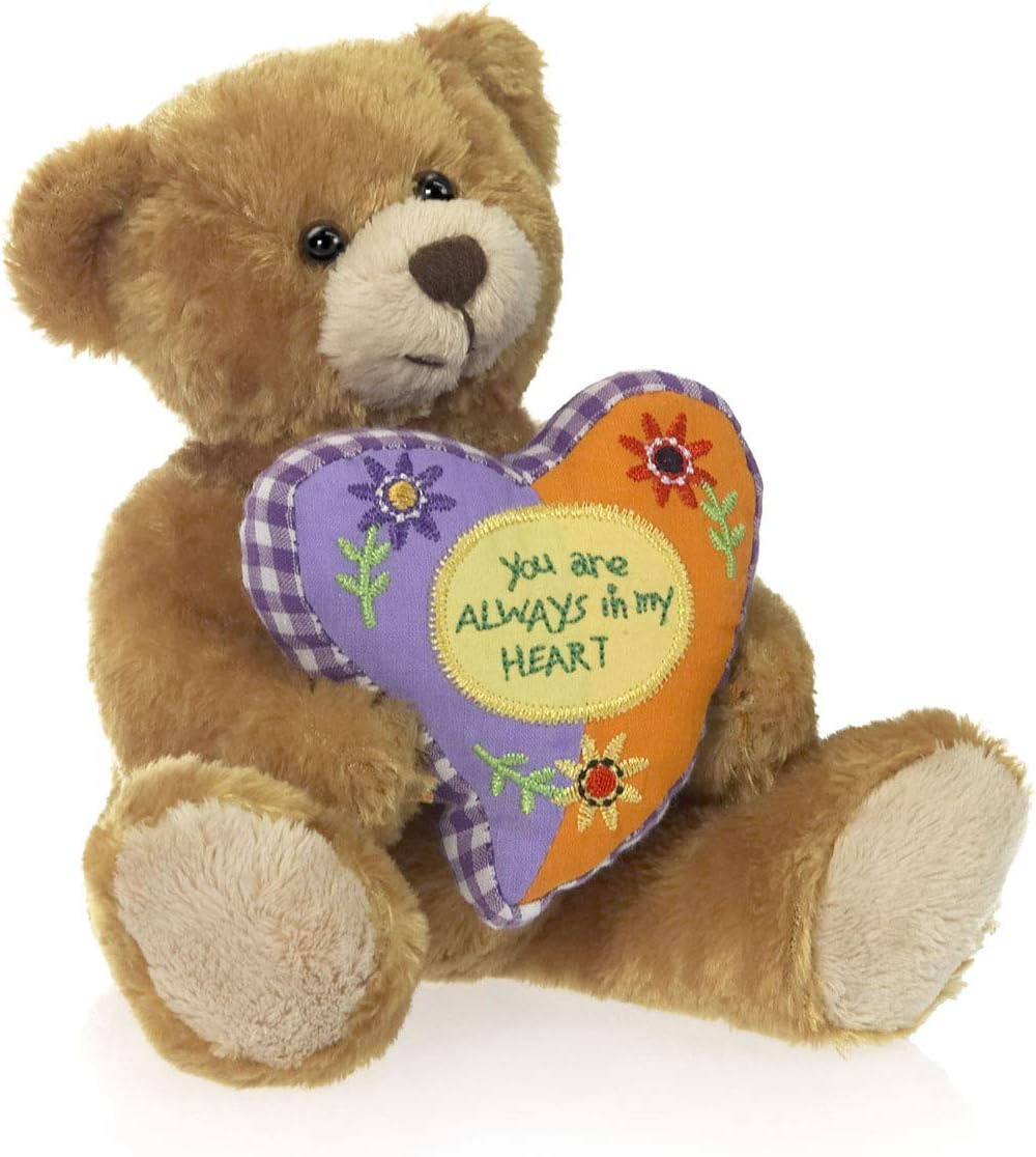 Plushland Stuffed Mocha Heart Bear - 6 Inches