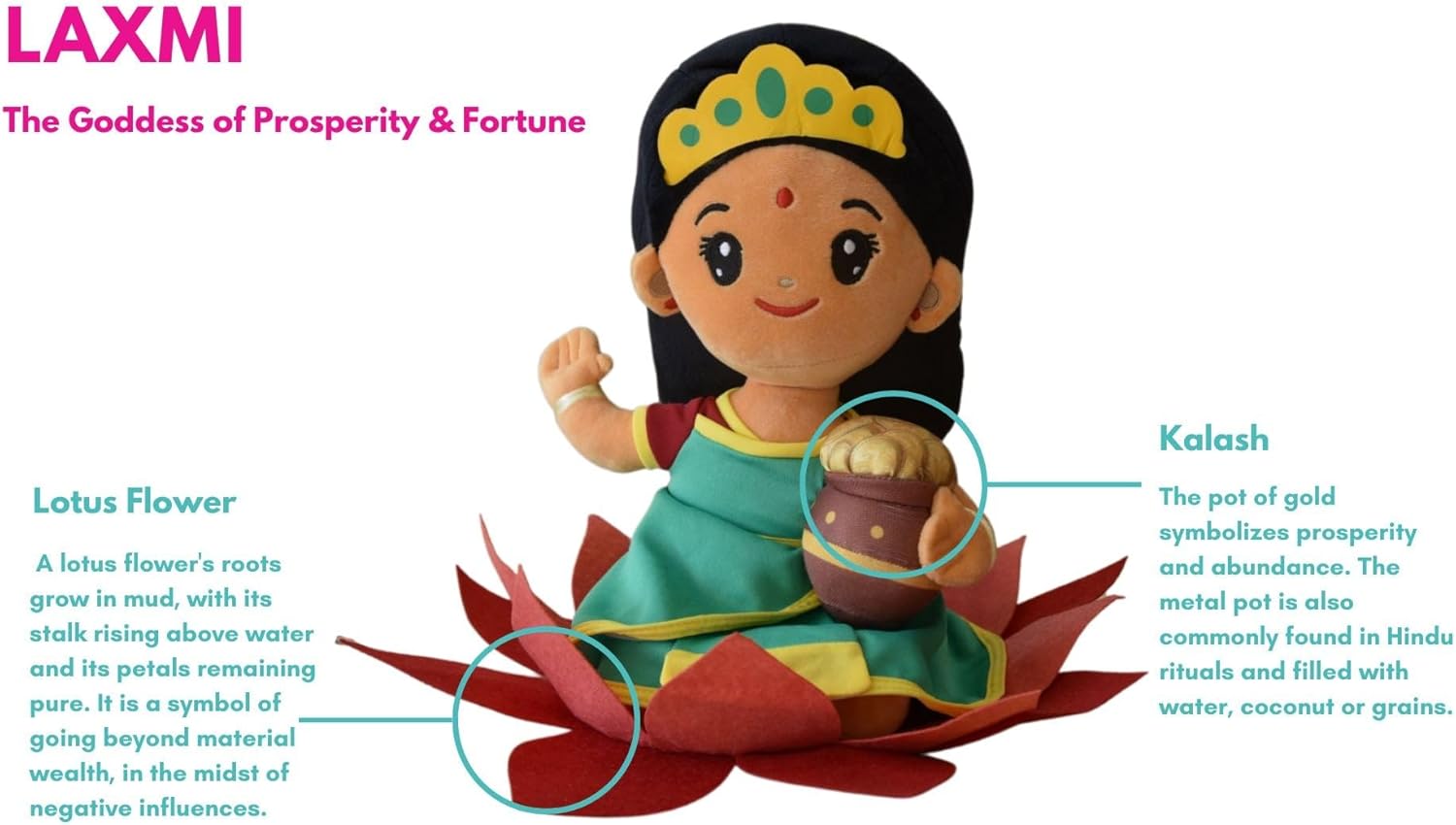 MODI TOYS Laxmi Devi Musical Plush Toy 7 Inch
