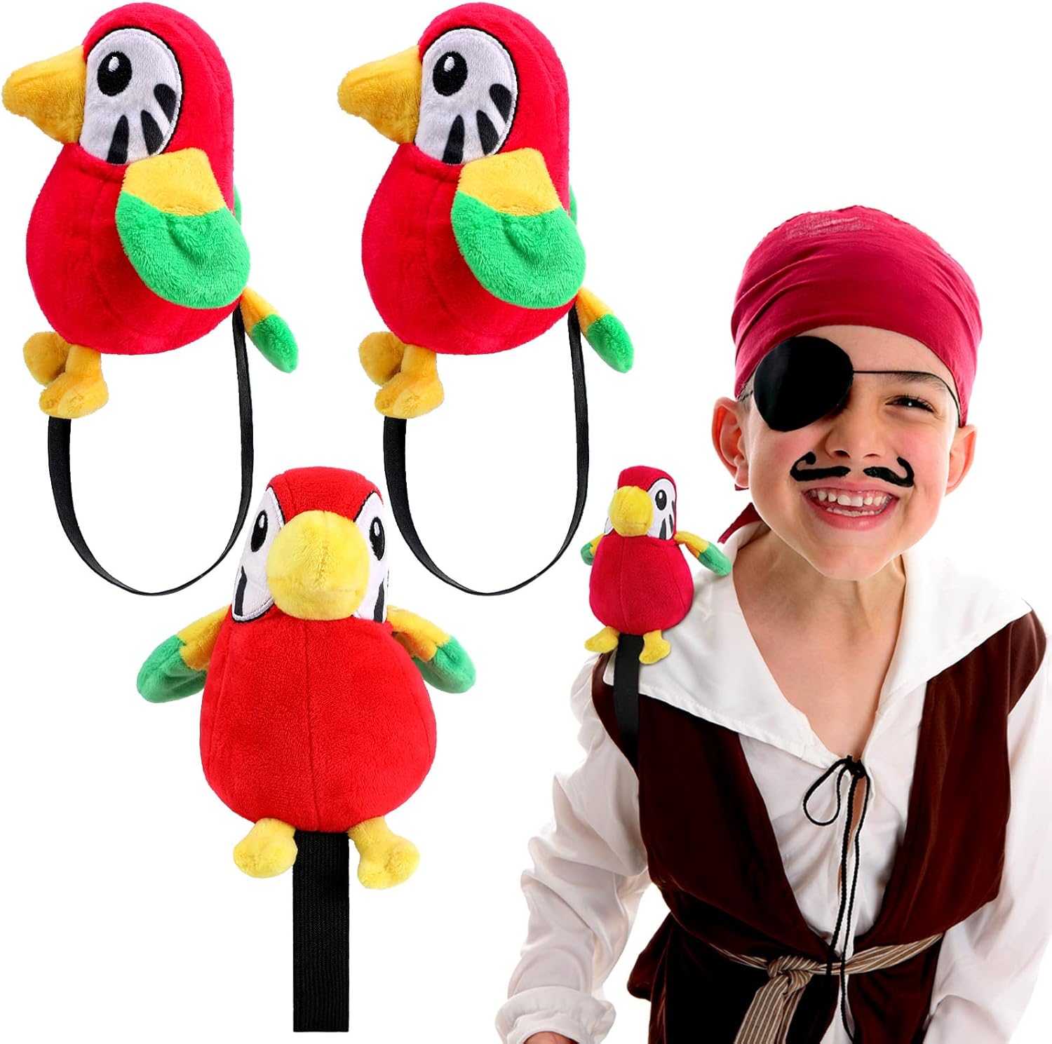 Kathfly 3 Pcs Pirate Parrot Shoulder Prop Toy