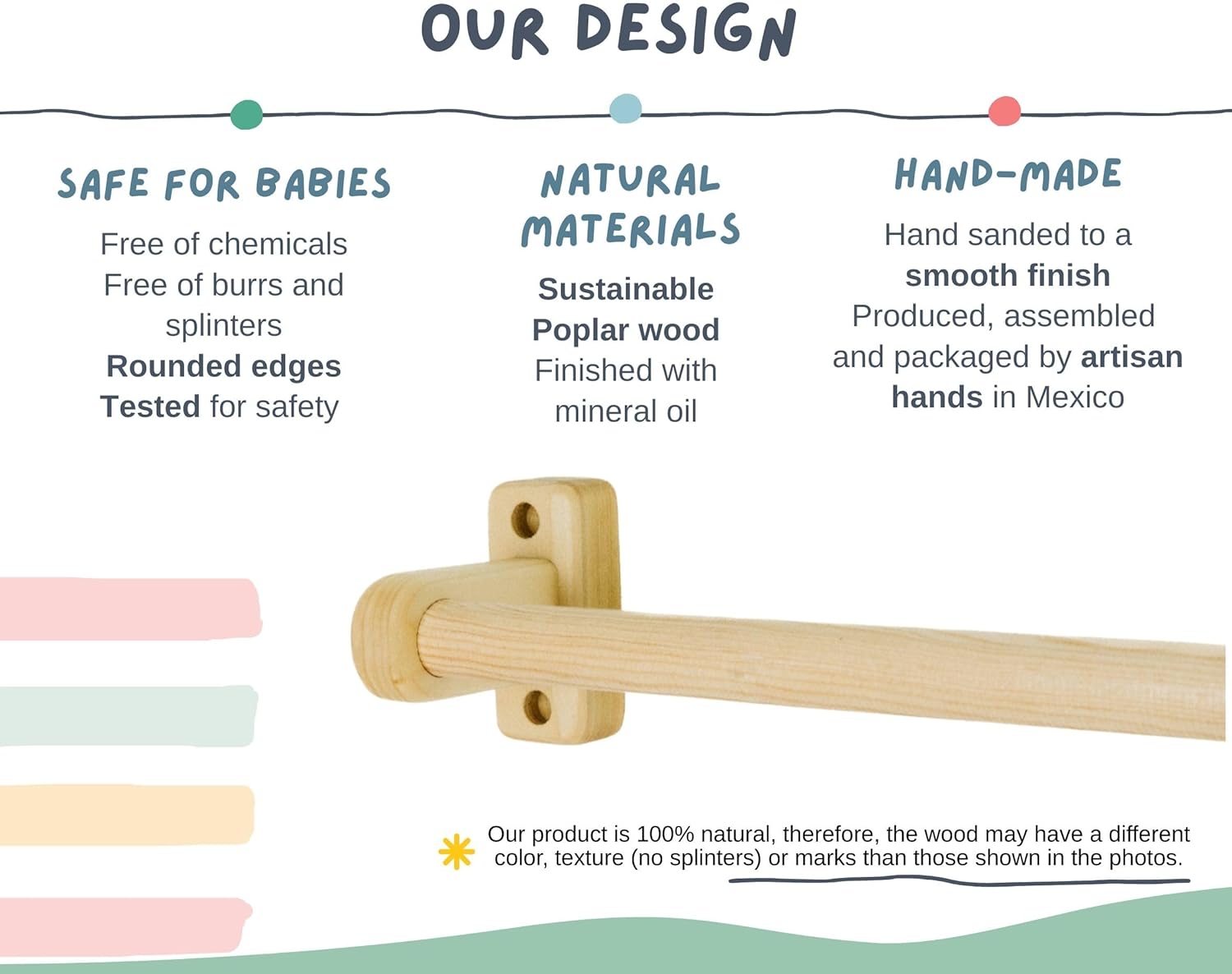 325 in Montessori Pull Up Bar for Babies