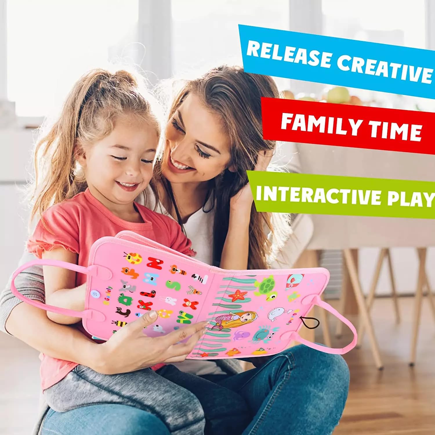 Basic Life Skills Quiet Book - Educational Toddler Toy Pink