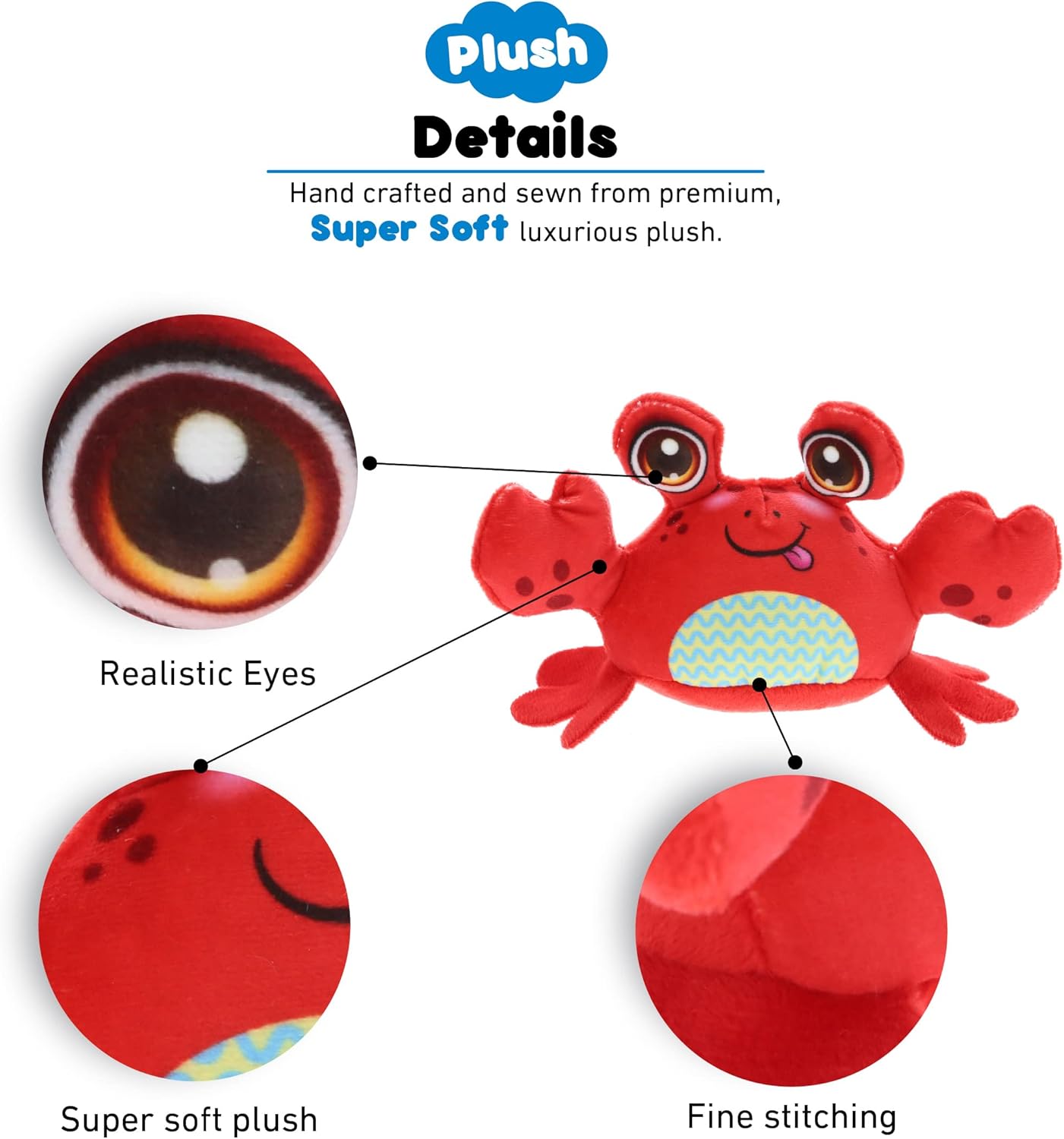 DolliBu Red Crab Plush Toy - 55 Inches Huggable