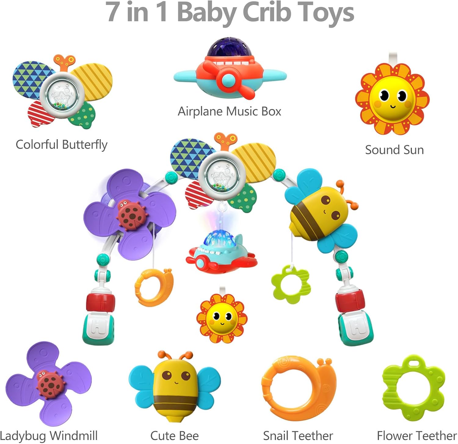 Musical Baby Stroller Arch Toy with 5 Soft Sounds