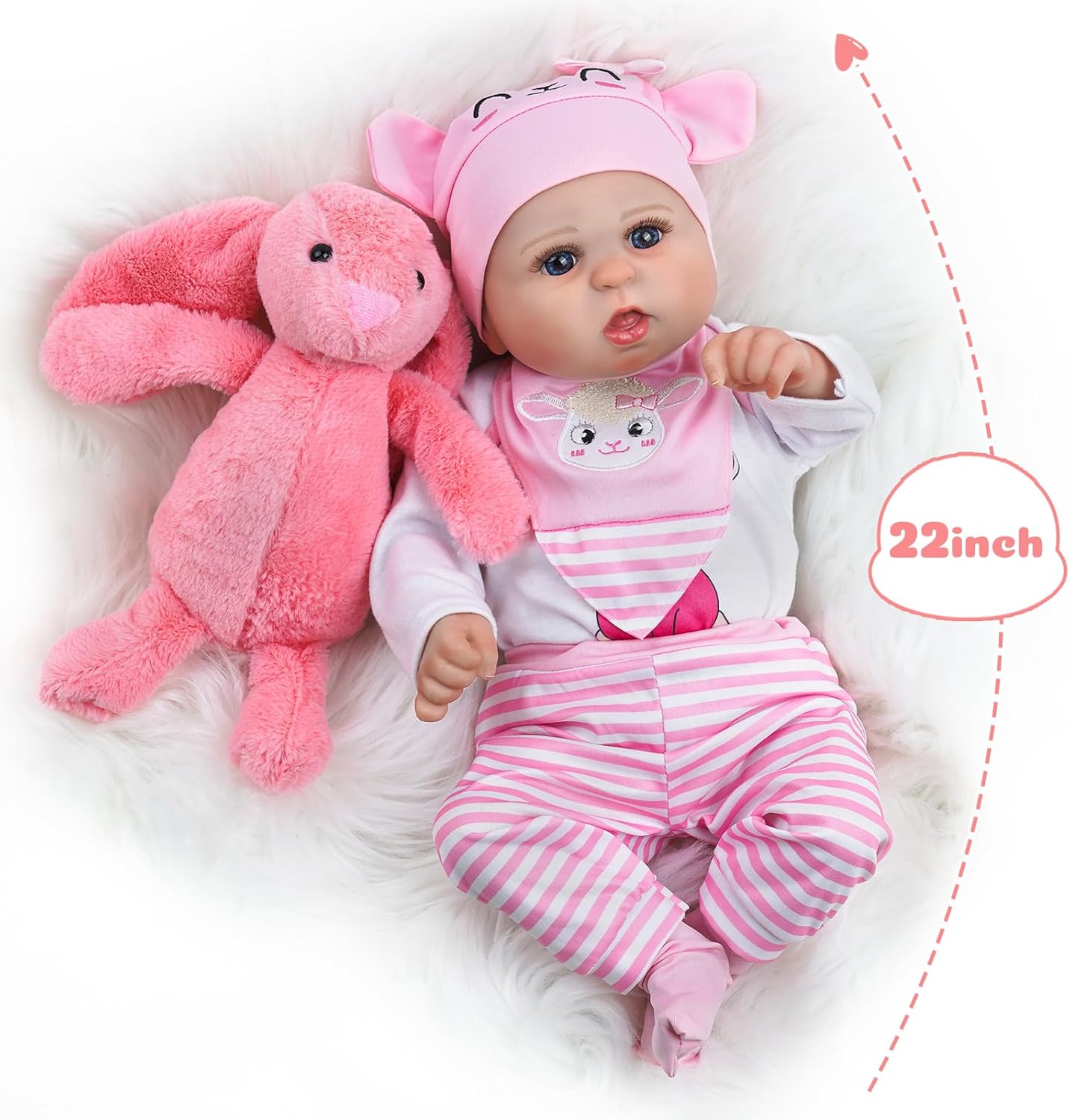 BABESIDE Reborn Baby Doll with 8pcs Clothes and Bassinet 1