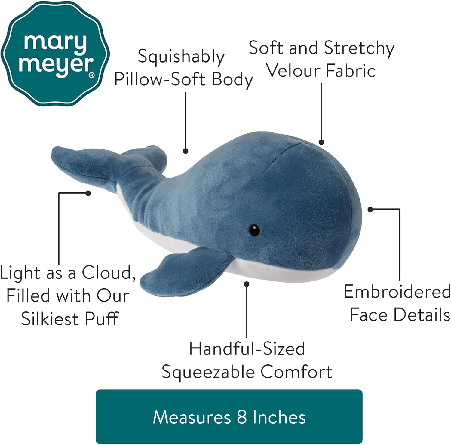 Mary Meyer Blue Whale Smootheez Soft Toy 8-Inches