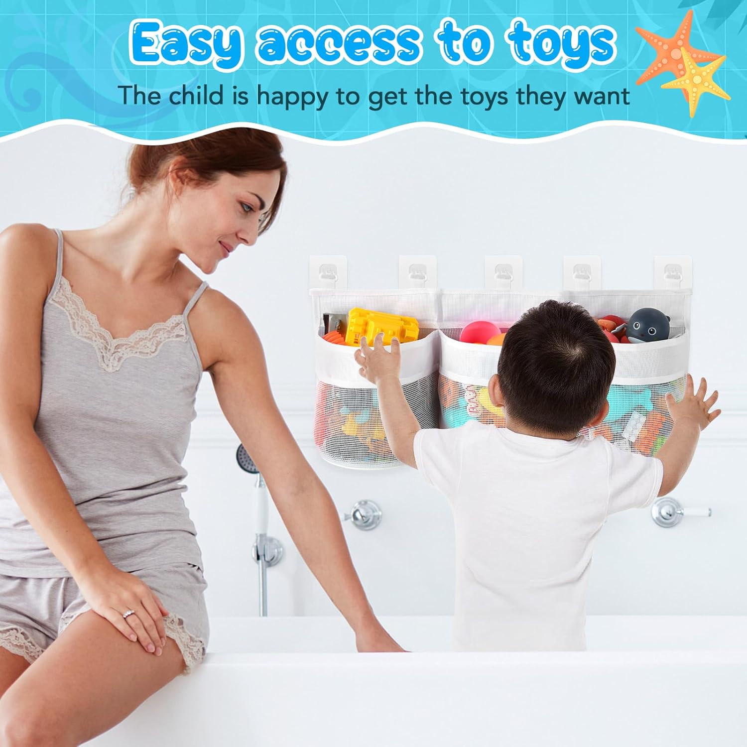 Satumho Bath Toy Storage Organizer White