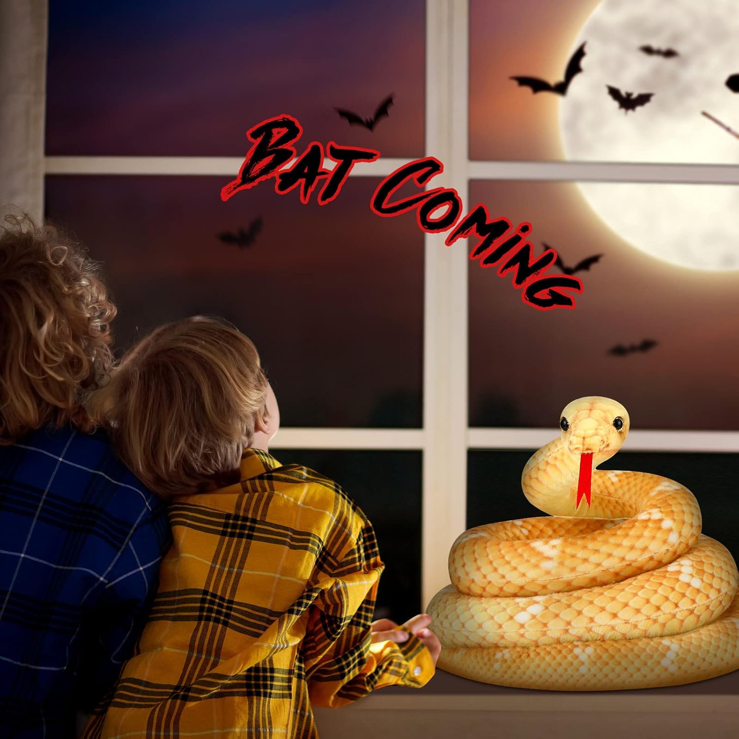 HyDren Realistic Giant Stuffed Snake Toy Yellow