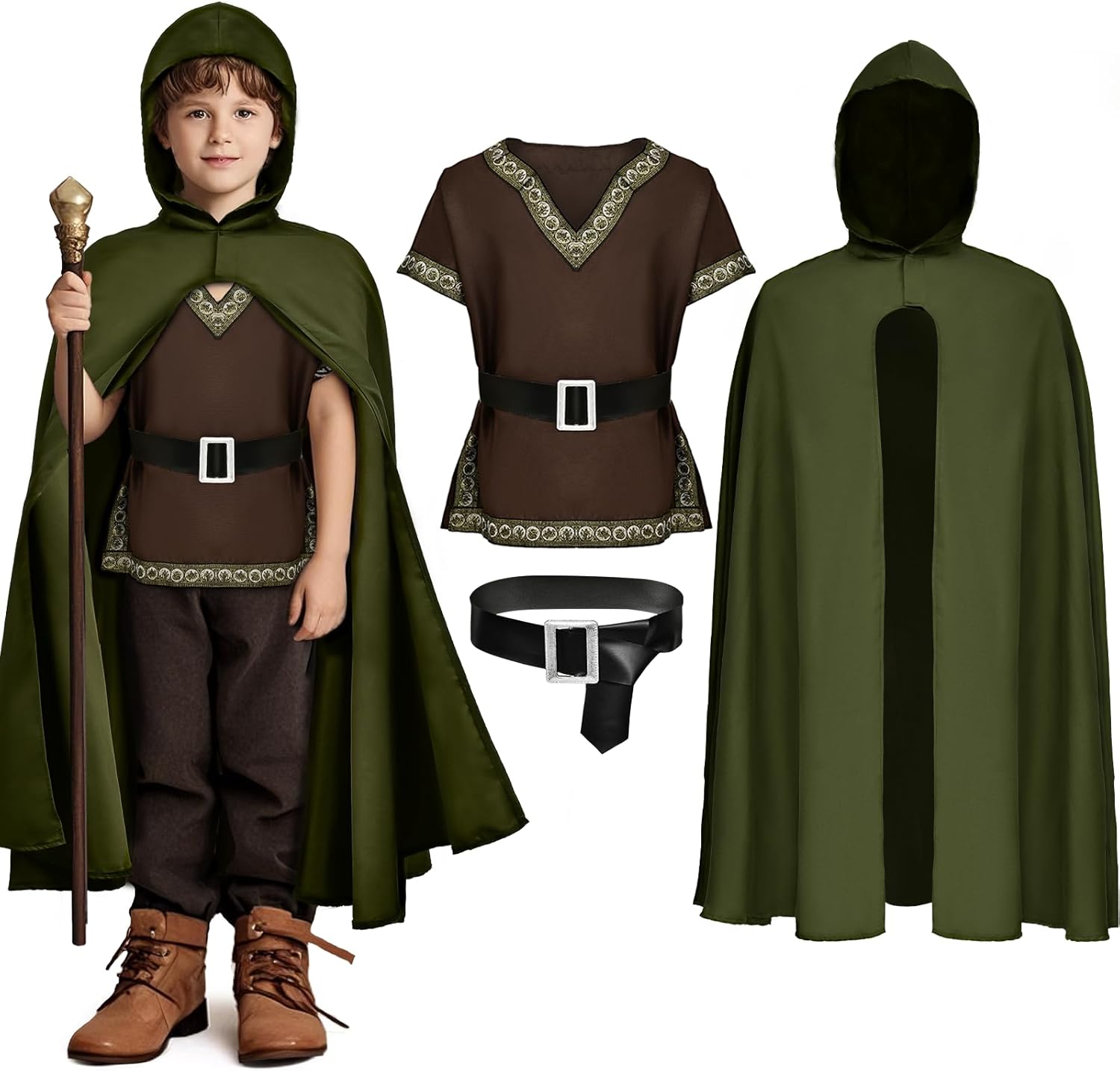 GC Boys Medieval Costume Set with Cloak and Belt