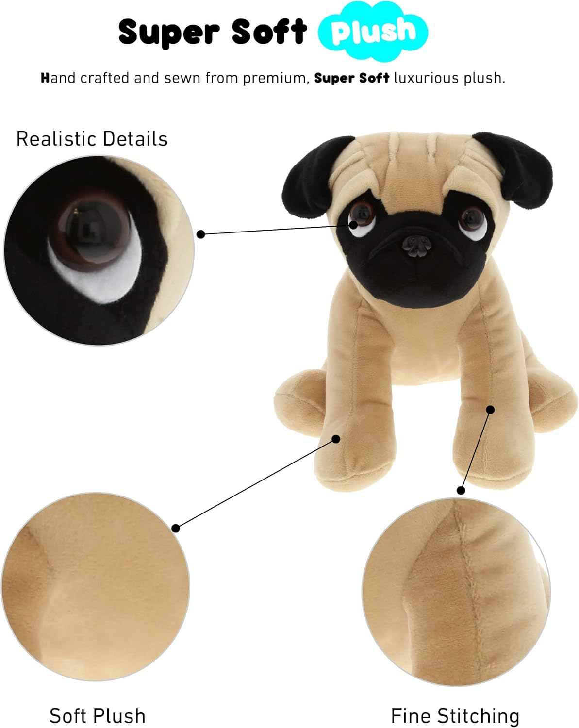 DolliBu Sitting Pug Plush Toy - 8 Inches 1