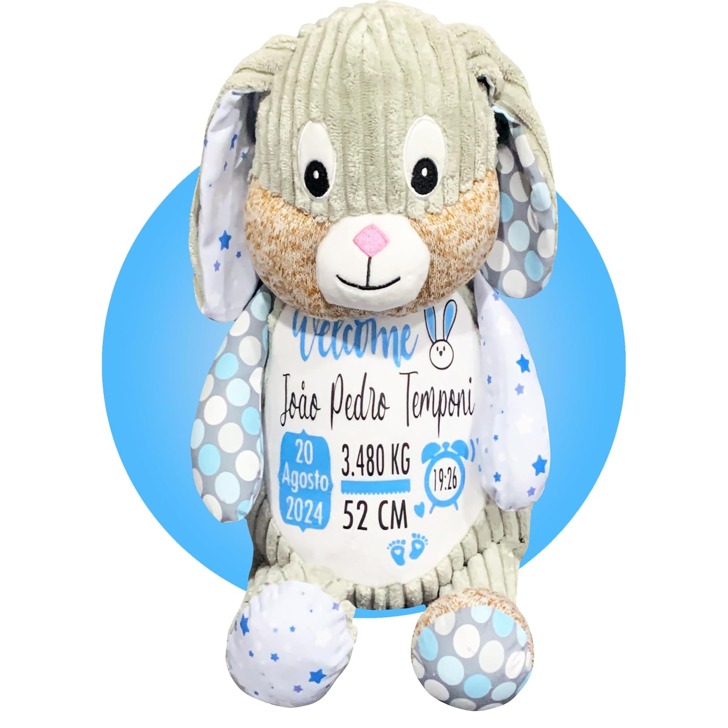 Baby Birth Stats Plush - Starry Night Bunny