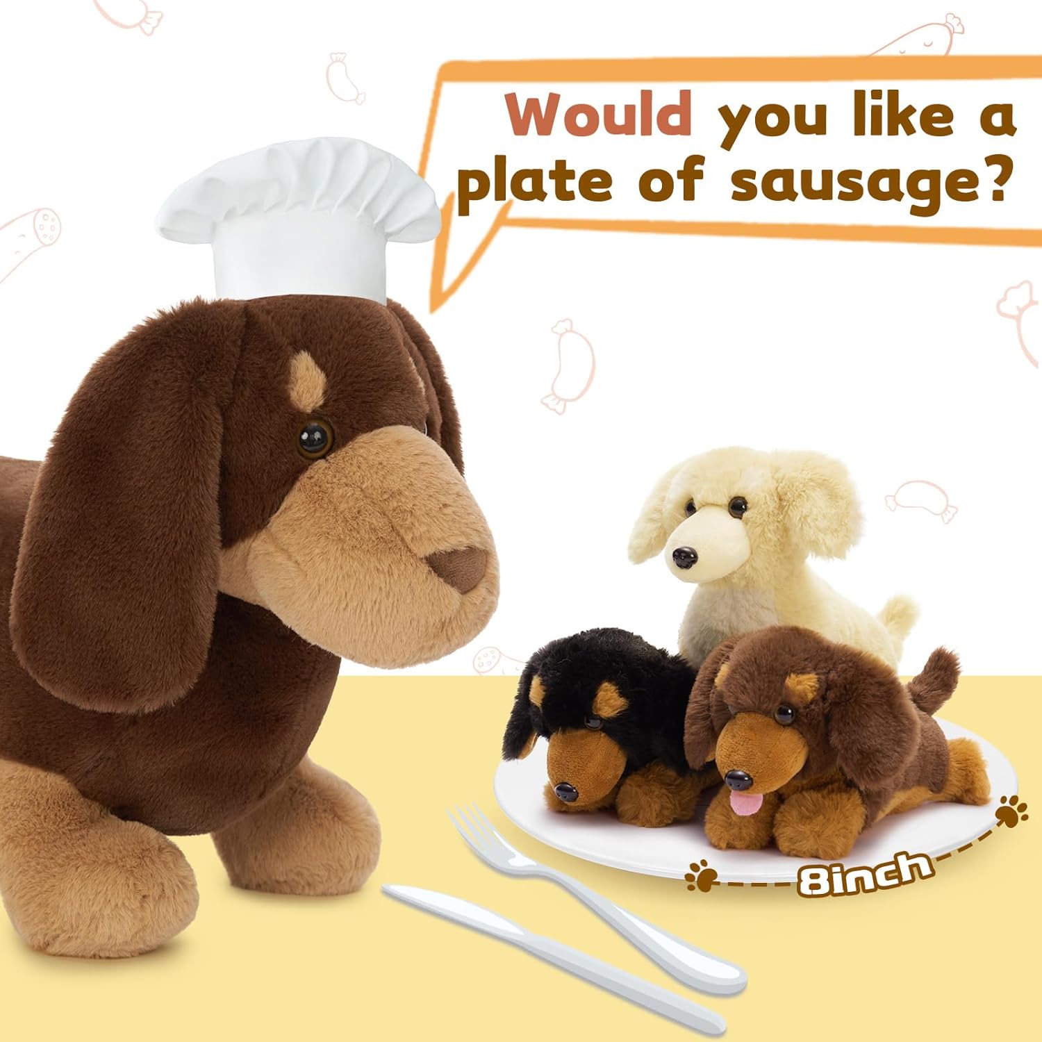 Muiteiur 18 Dachshund Plush Set 4-Pack Wiener Dog Toys