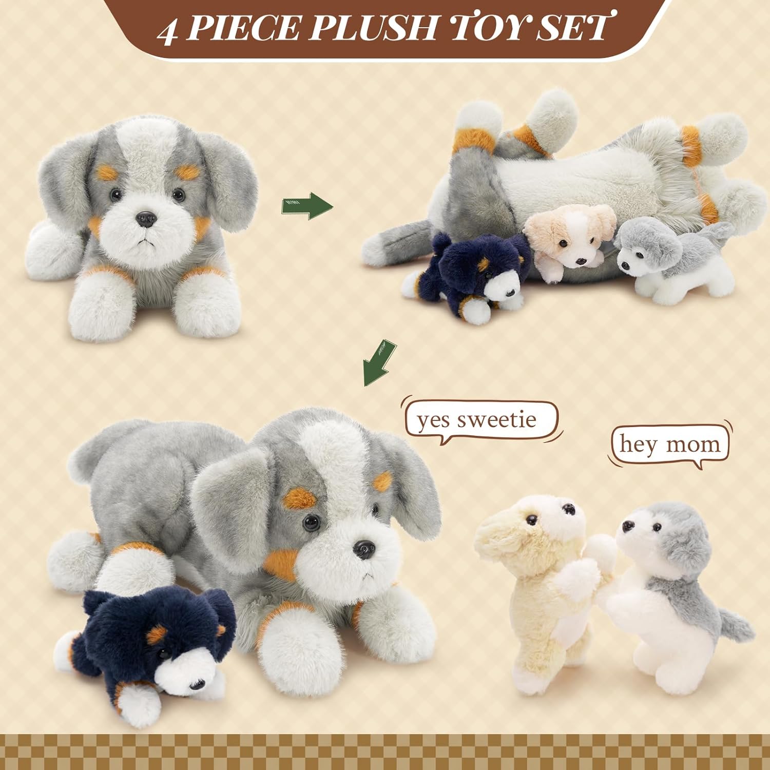 Tezituor 5Pcs Australian Shepherd Plush Set