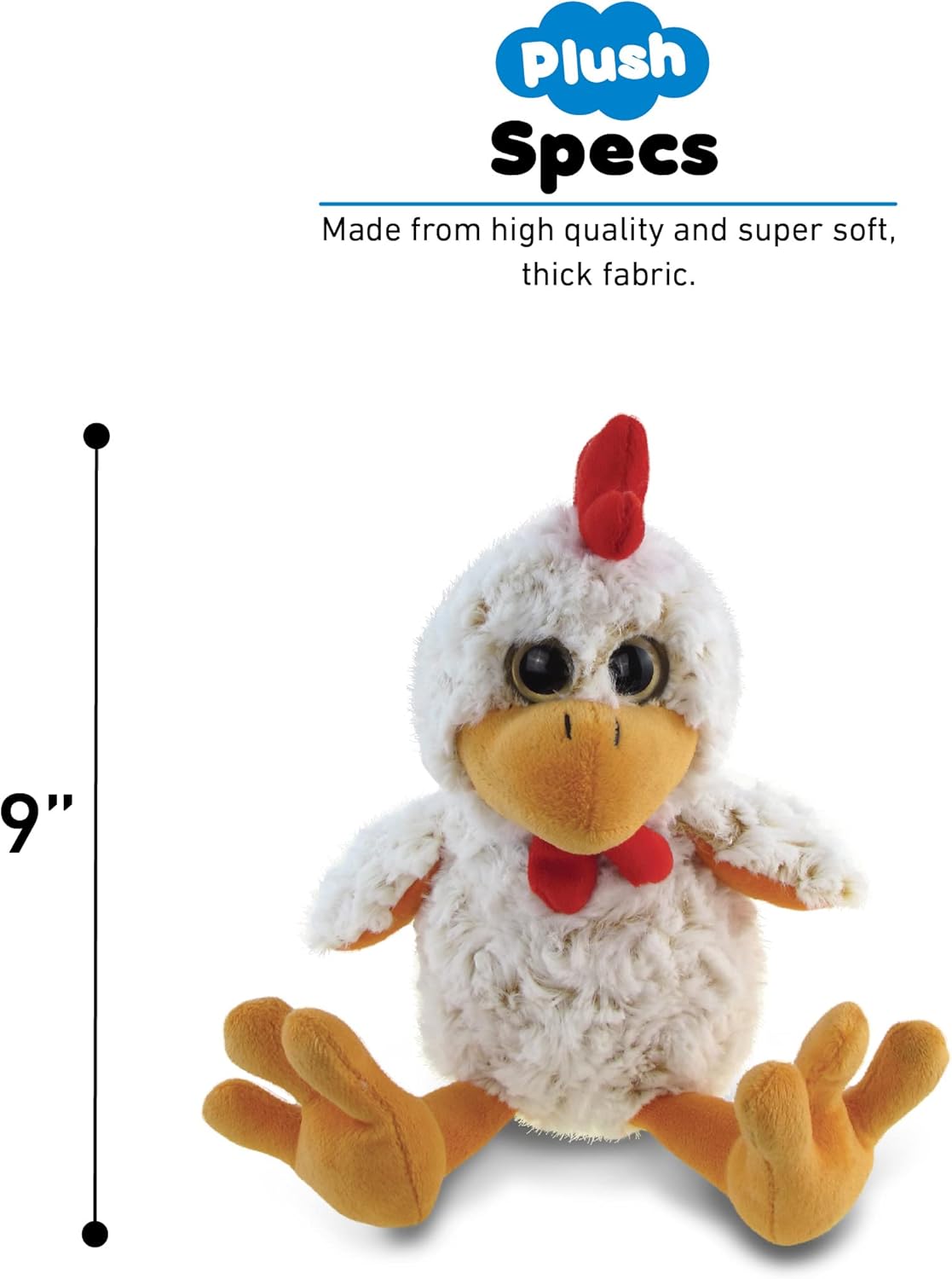 Puzzled DolliBu Plush Rooster - 9 Inch Huggable Sitting Toy