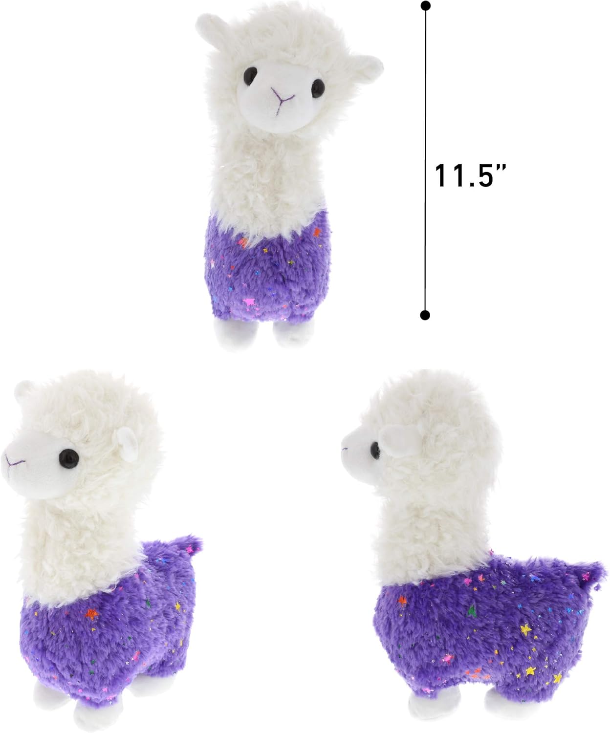 DolliBu Sparkle Purple Llama Plush 115 Inch Huggable Stuffed Animal