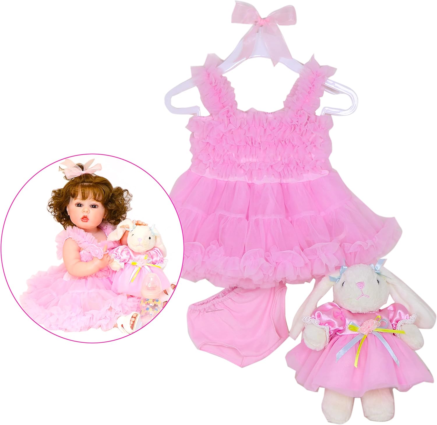 WAWA-HAOKEAI Reborn Doll Clothes Pink 1