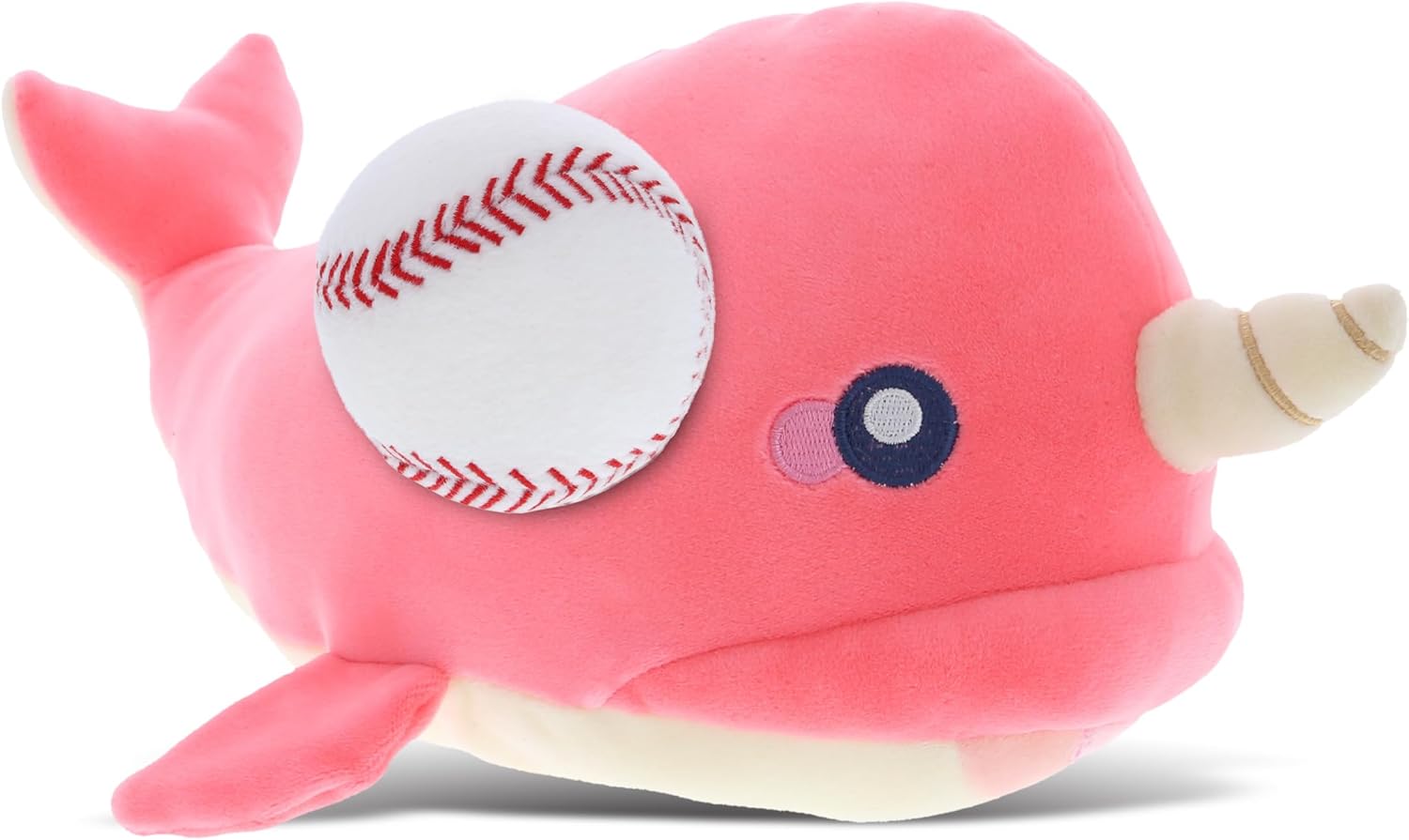 DolliBu Pink Narwhal Plush with Baseball - 1175 Inches 1