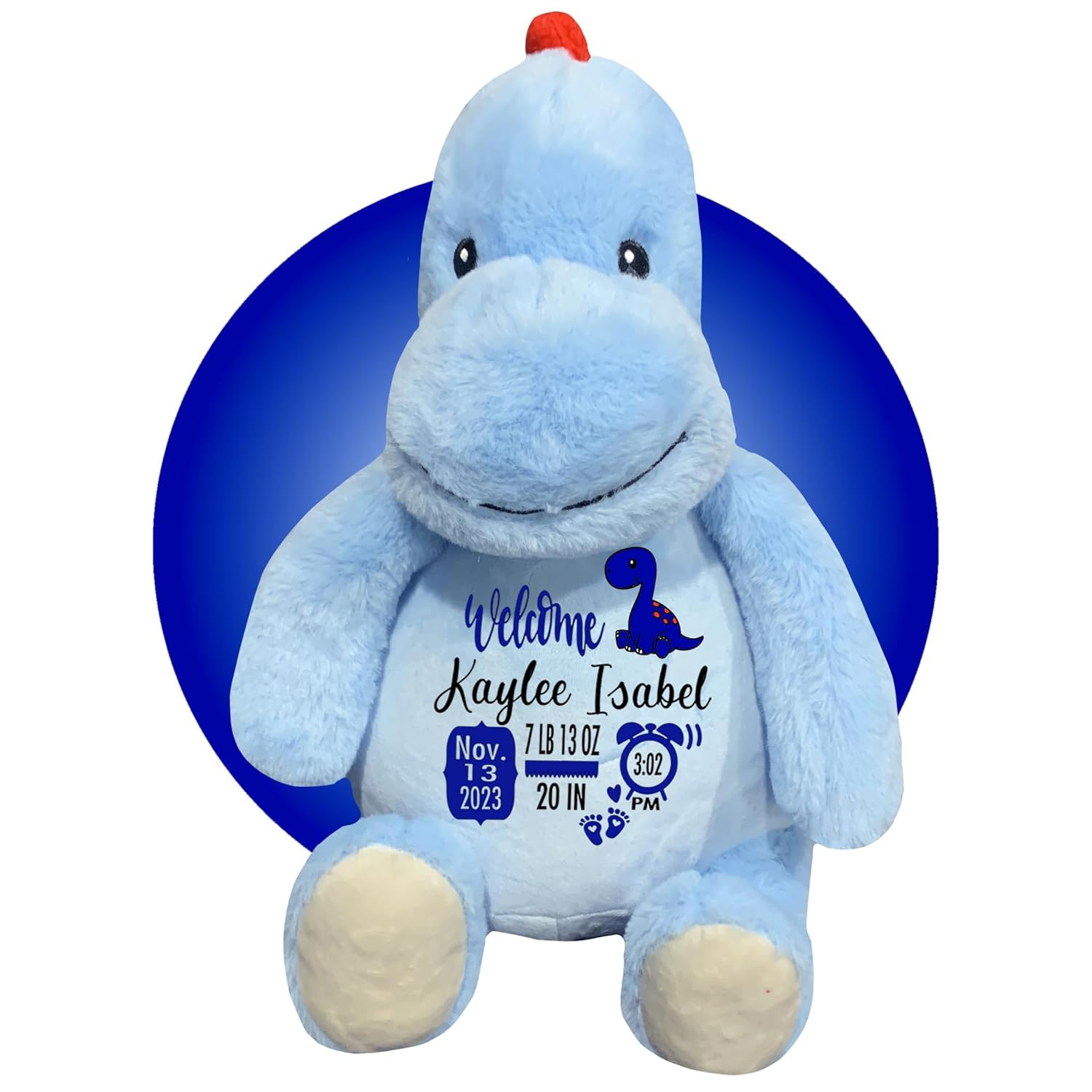 Baby Birth Stats Plush Green Dinosaur