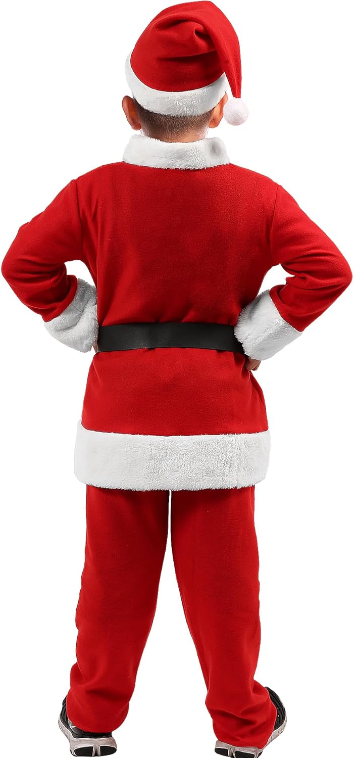Kids Santa Costume 5Pcs Festive Christmas Suit for Children