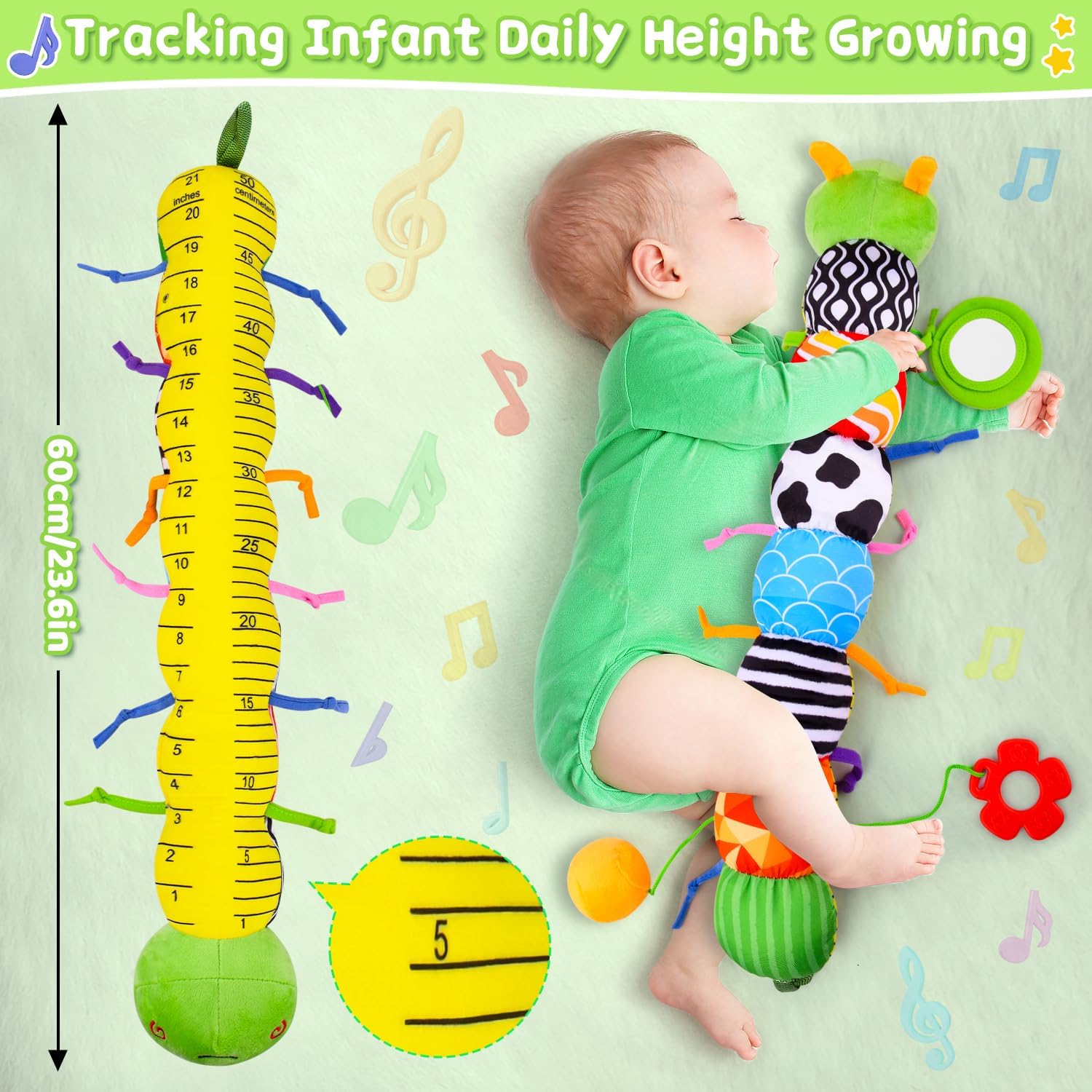 Cute Caterpillar Baby Tummy Time Musical Toy