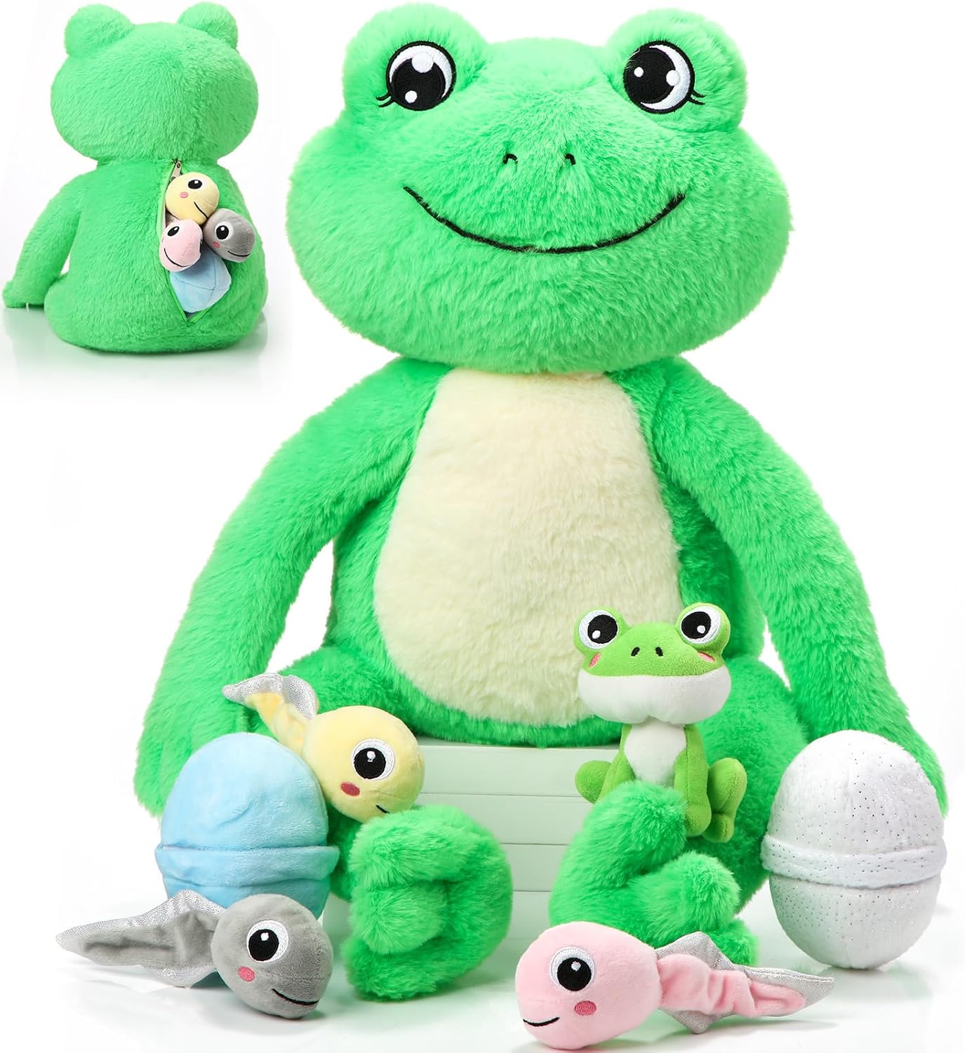 Syhood 7 Pcs Cute Frog Plush Toy Set for Kids