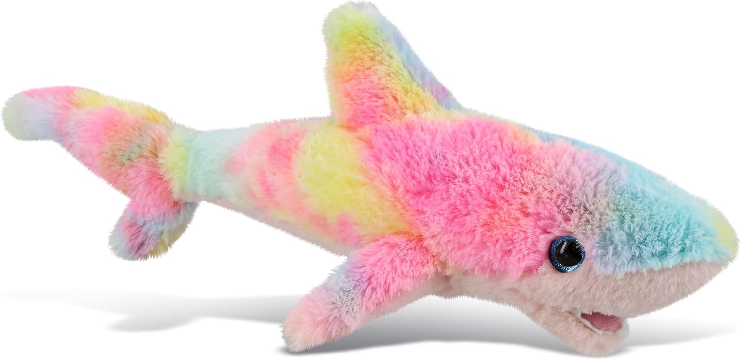 DolliBu Rainbow Shark Plush Toy - 14 Inches