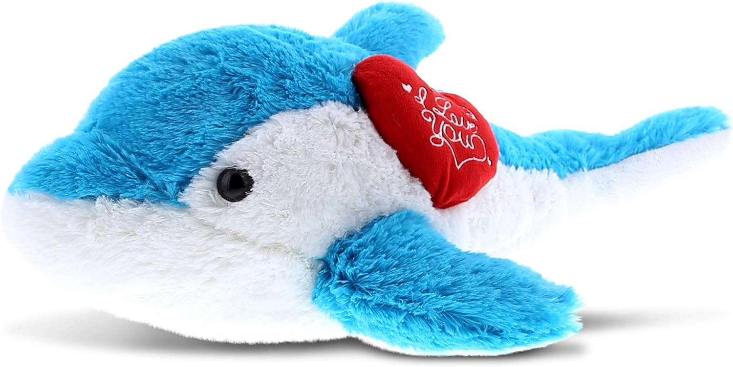 DolliBu I Love You Blue Dolphin Plush - 18 Inches