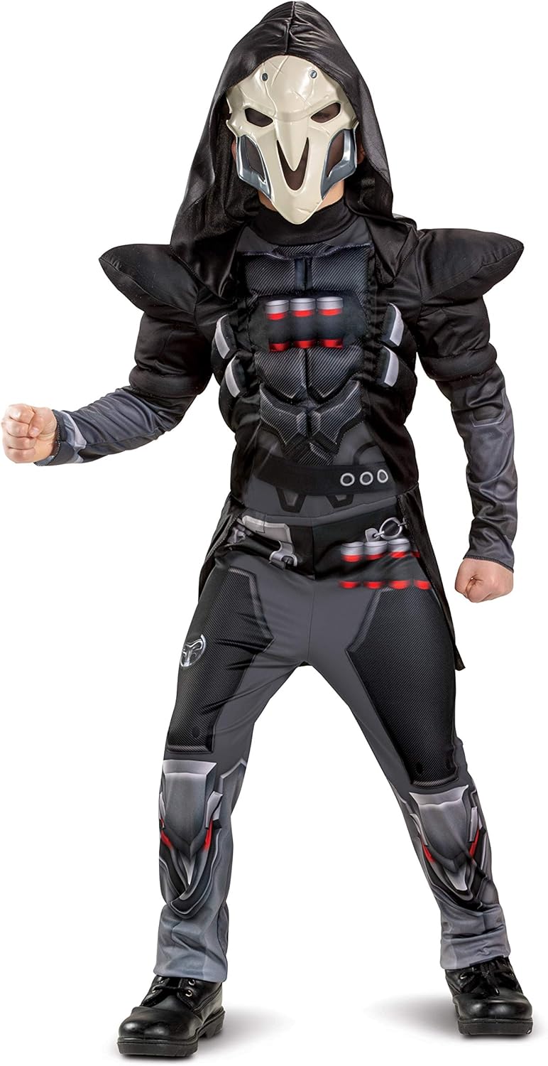 Overwatch Reaper Costume for Kids - Muscle Padded Jumpsuit