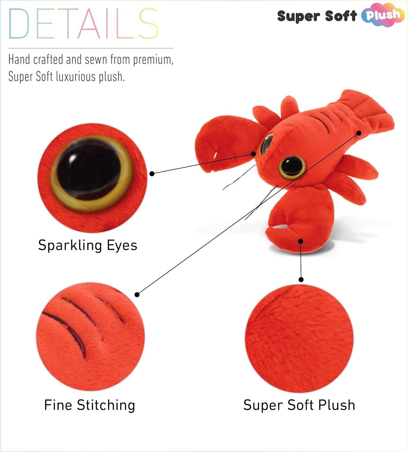 DolliBu Plush Red Lobster Stuffed Animal 6 Inch