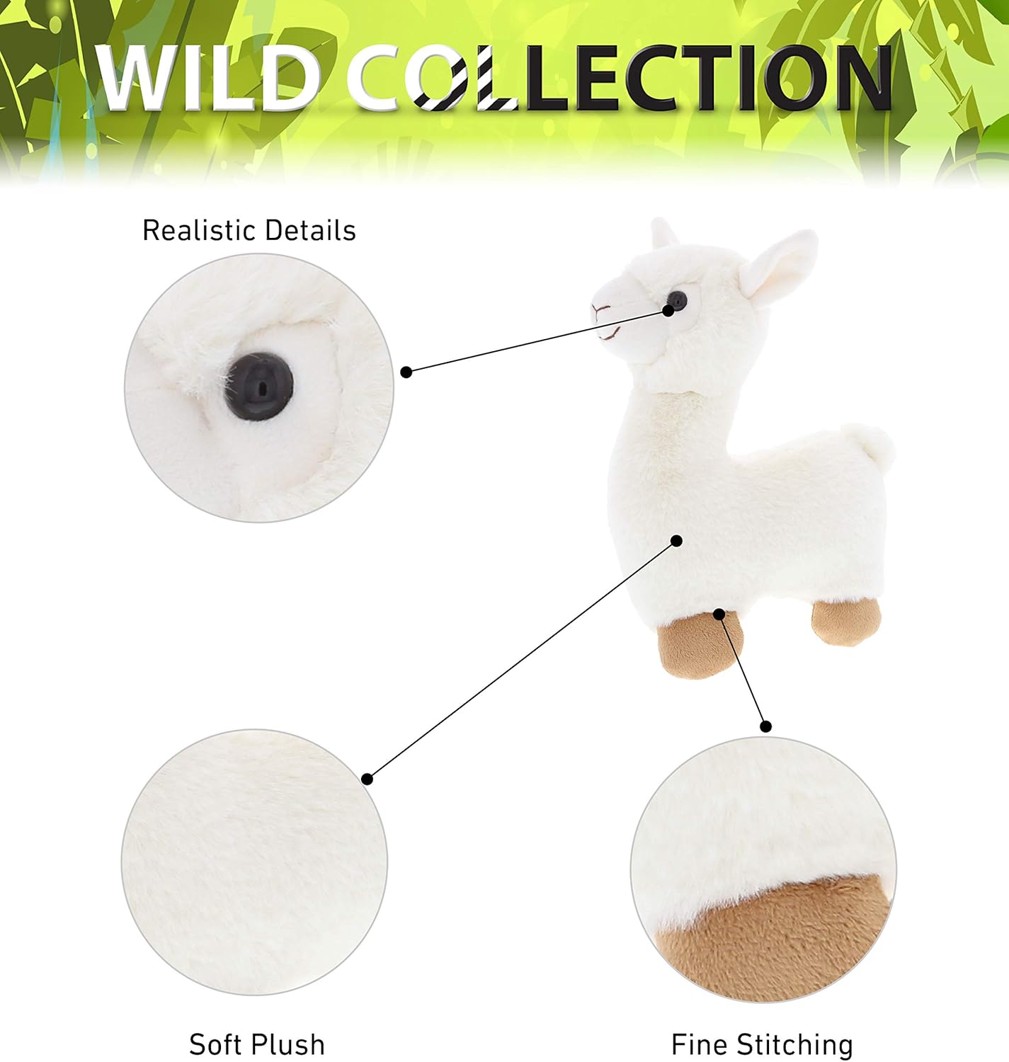 DolliBu White Llama Plush Stuffed Animal 11 Inches