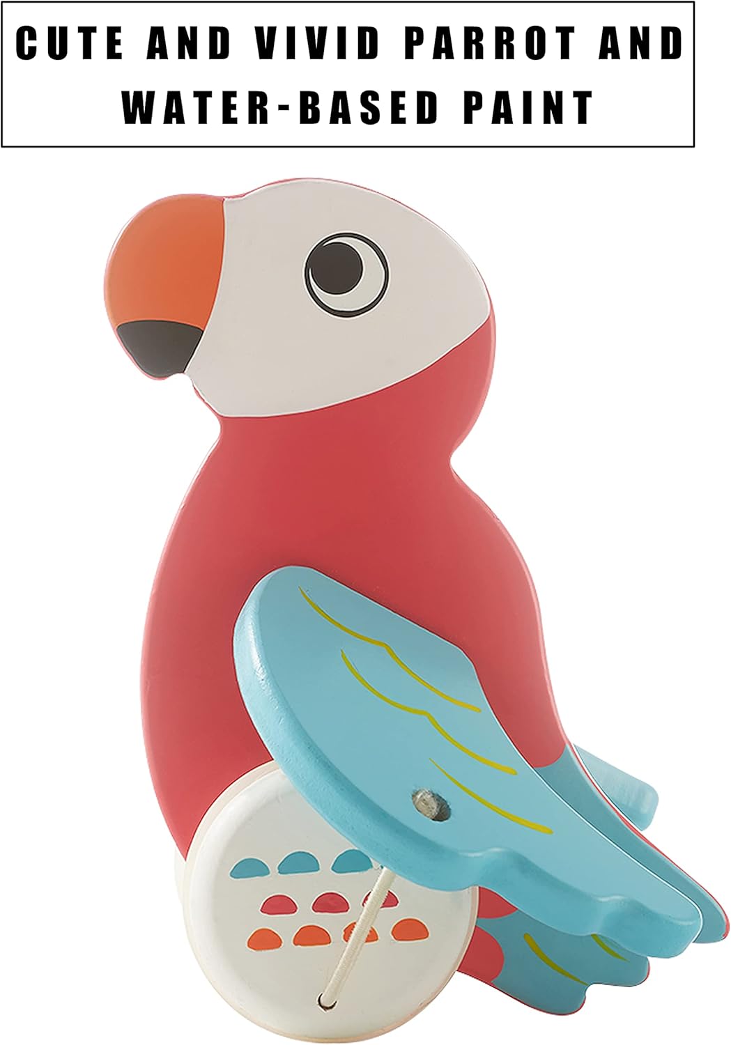RUYU Parrot Wooden Push Pull Toy for Toddlers