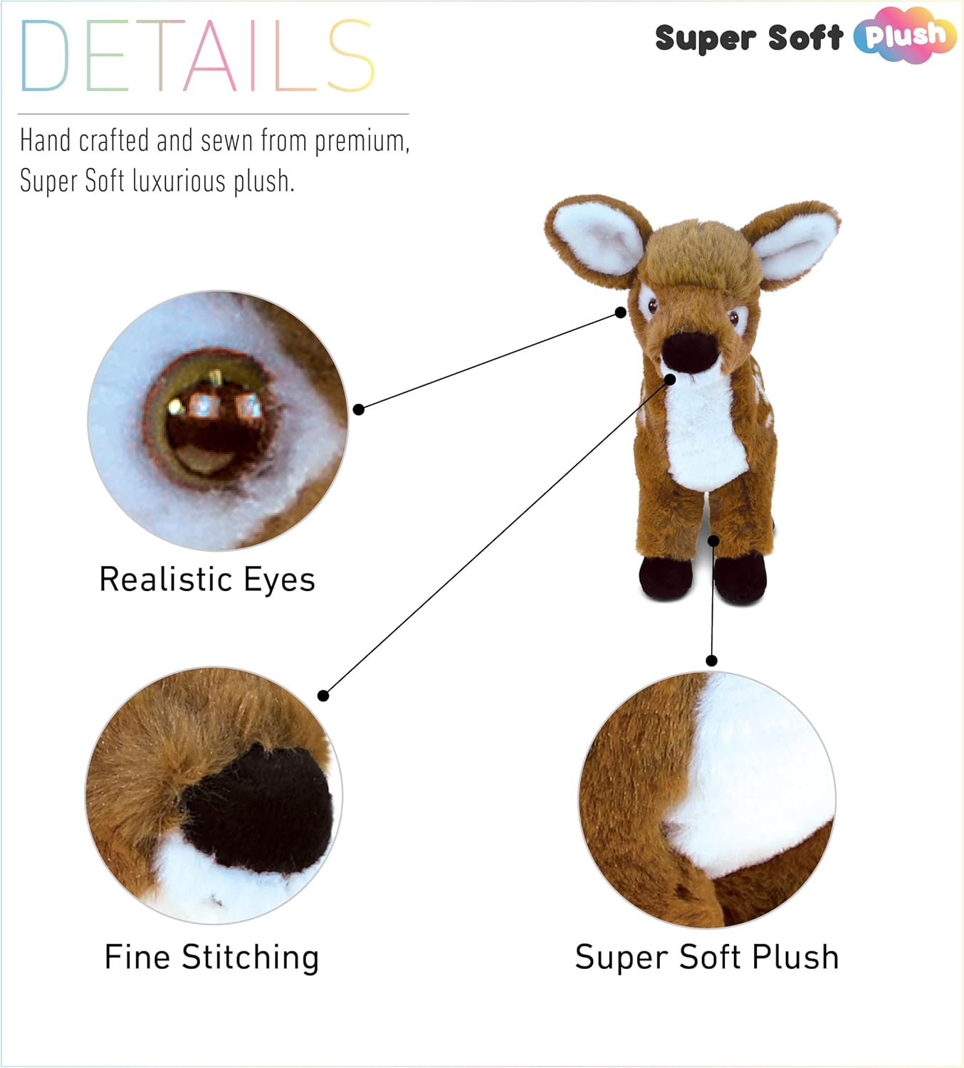 DolliBu Plush Deer Stuffed Animal - 125 Inch
