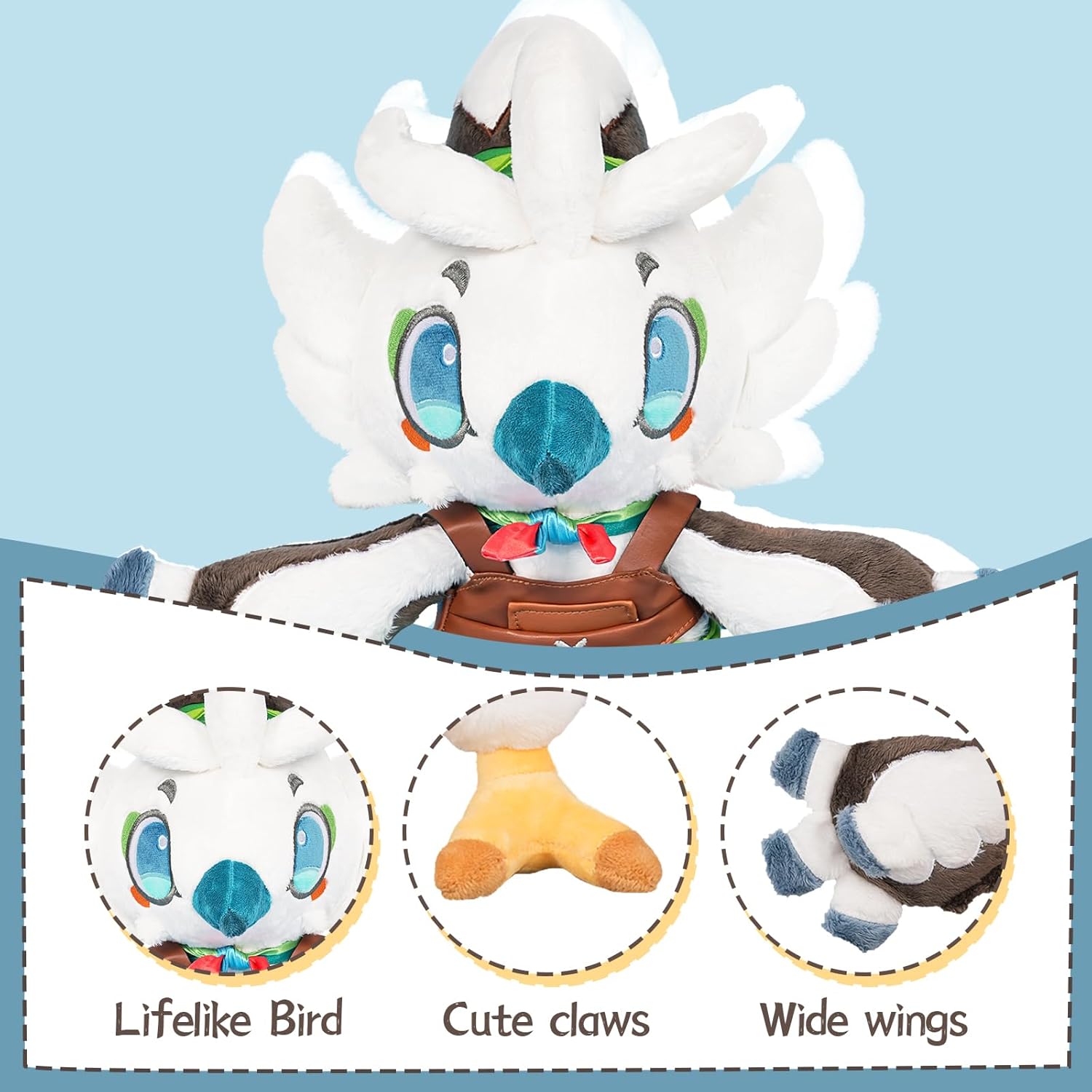 Nadou Tulin Plush White Bird 12 Inch Hug Toy