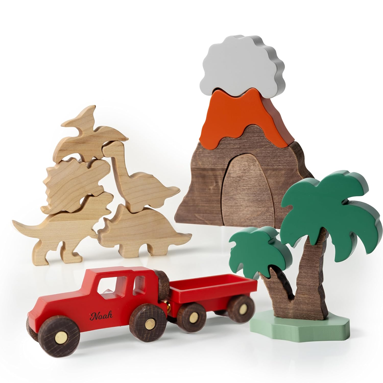 Personalized Wooden Car with Dinosaur Theme for Kids