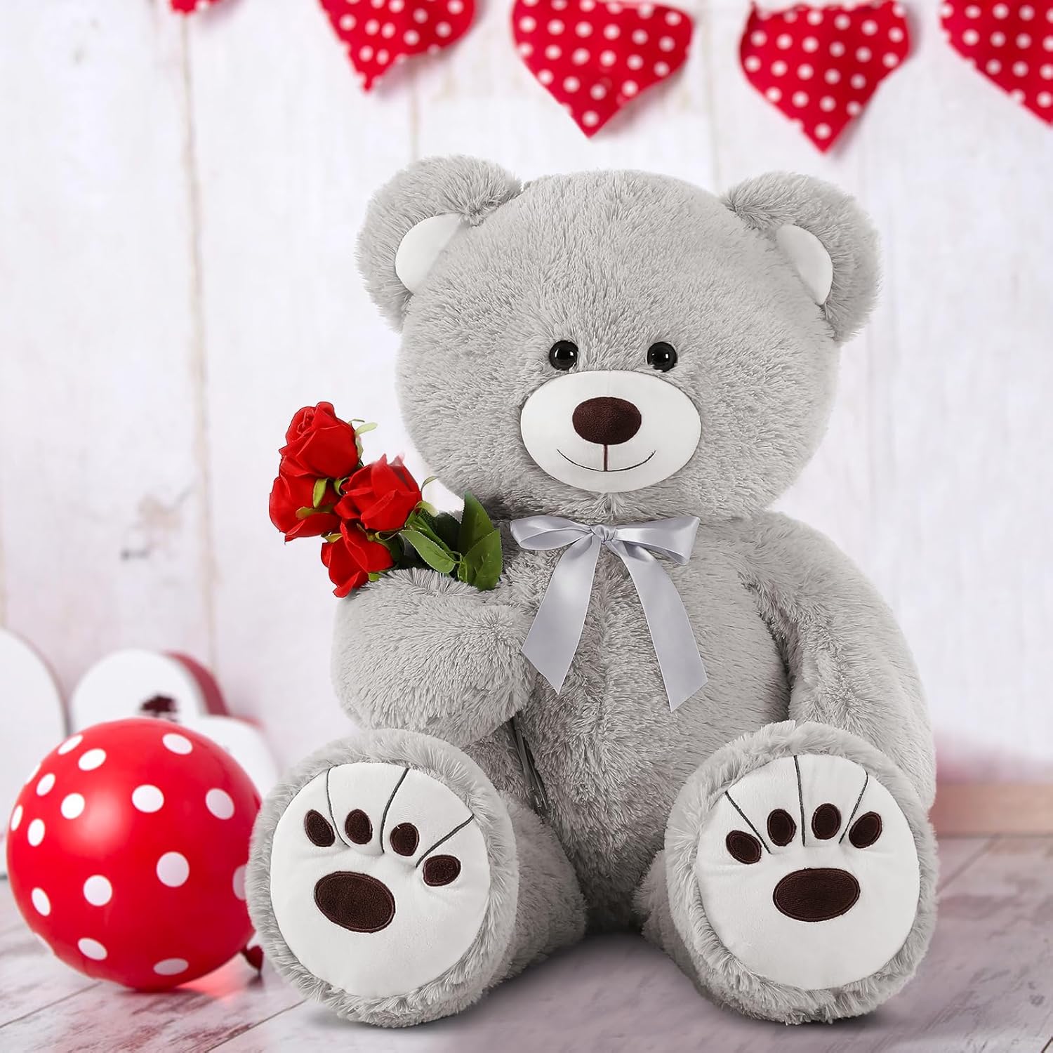 MorisMos 36in Giant Gray Teddy Bear Plush Toy