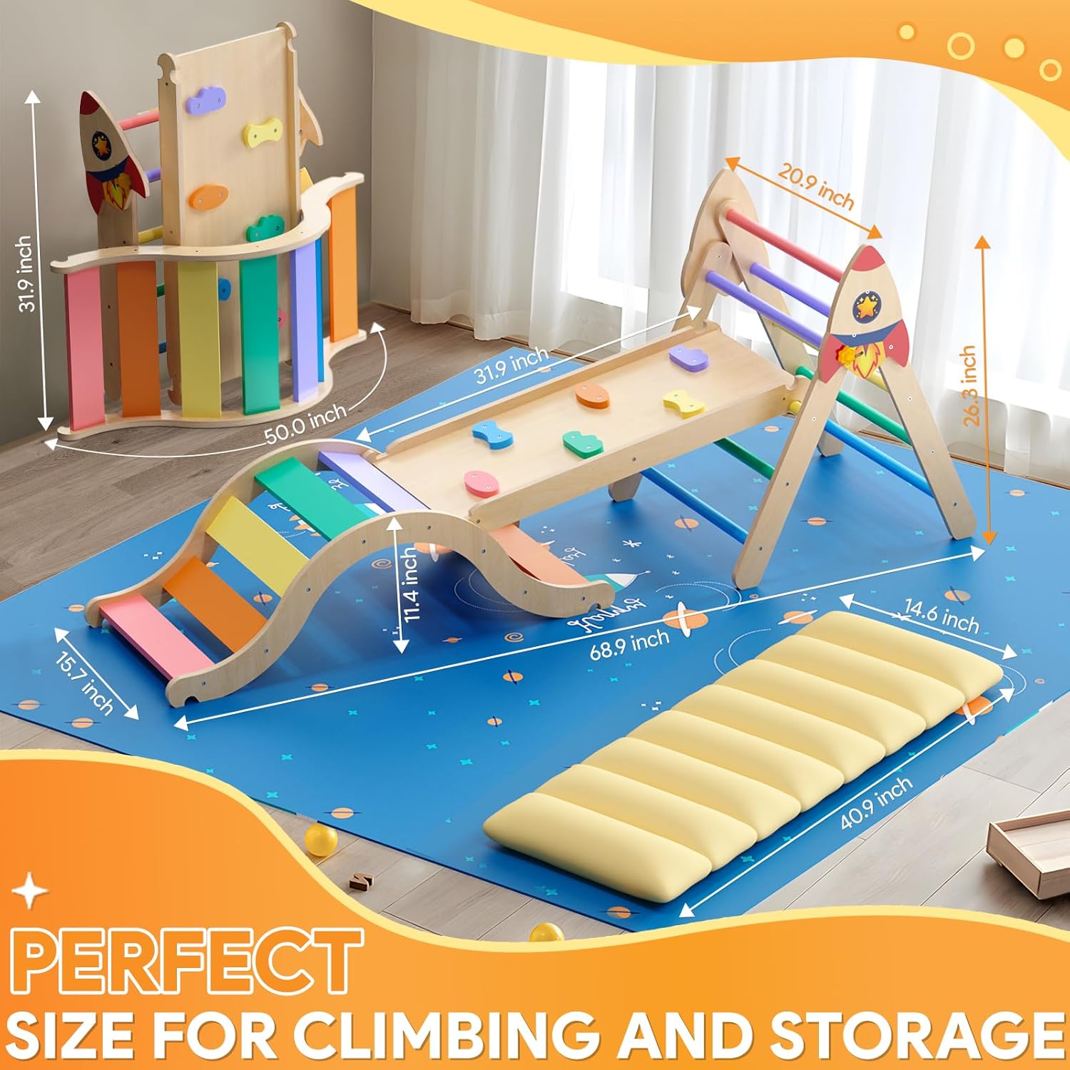 Pikler Triangle Set for Toddlers 1-3 Years