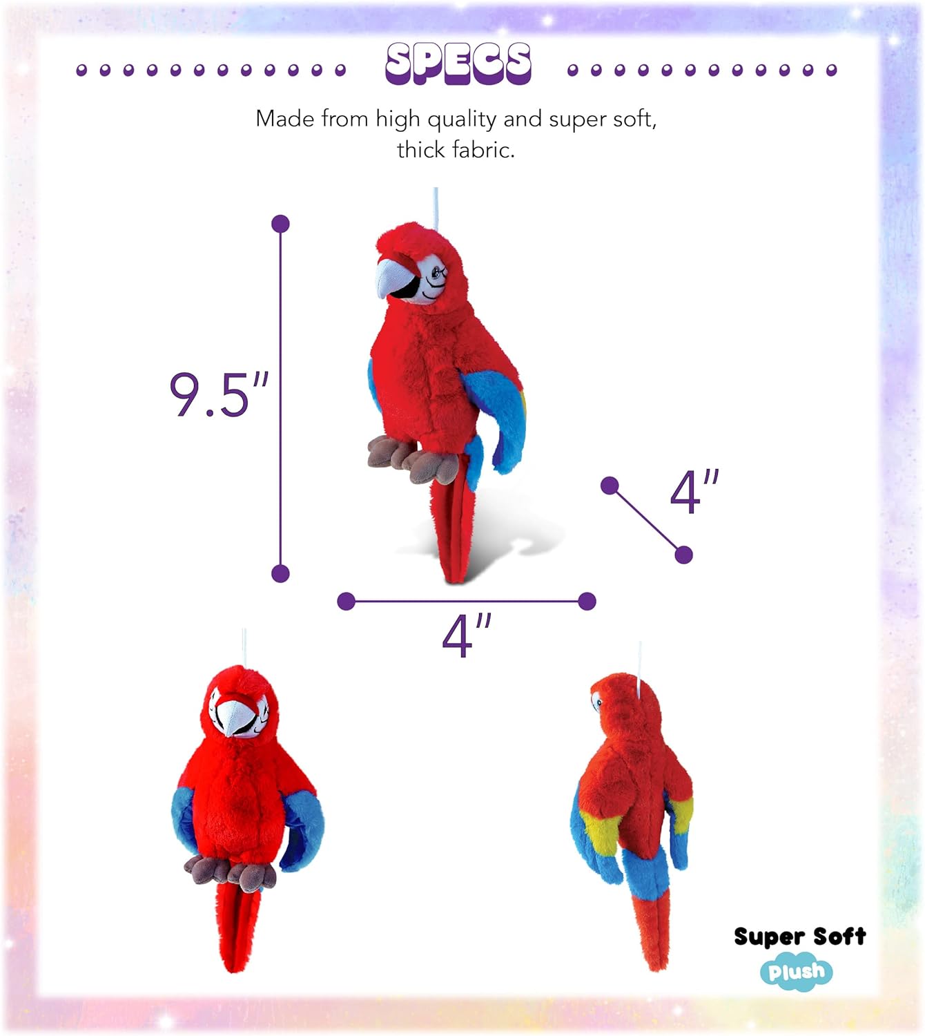 Puzzled DolliBu Red Parrot Plush Toy - 95 Inch Huggable Cuddle Buddy