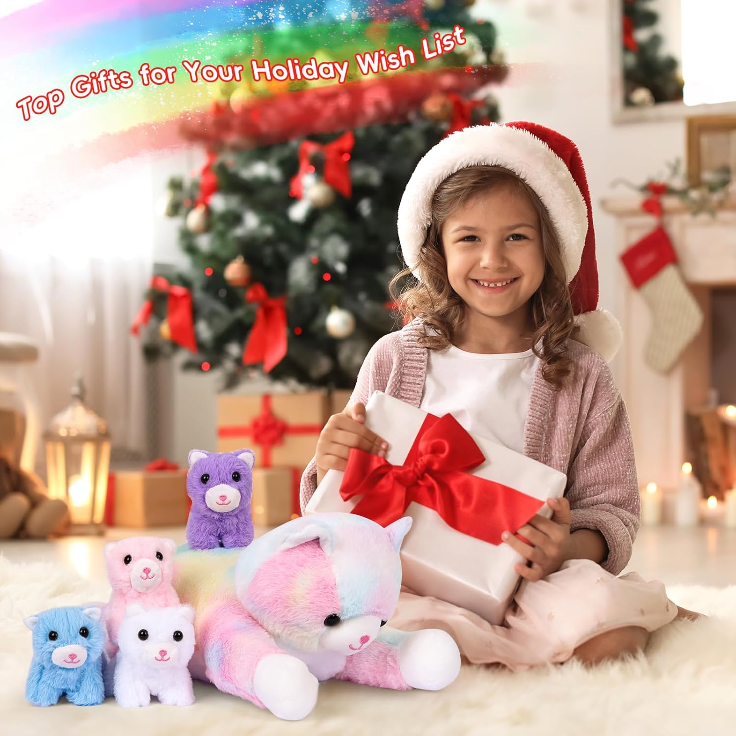 PLYFOU 5 Pieces Cat Plush Toys Set for Kids