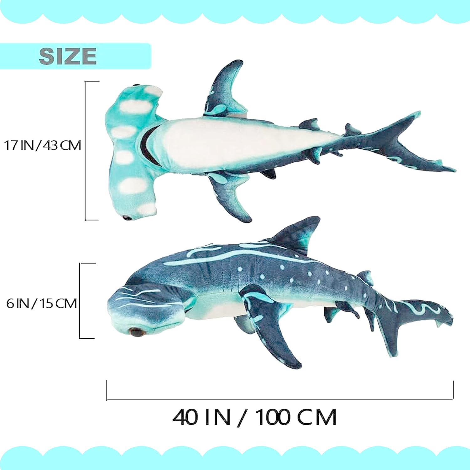 40 Inch Hammerhead Shark Plush Toy - Giant Huggable Stuffed Animal
