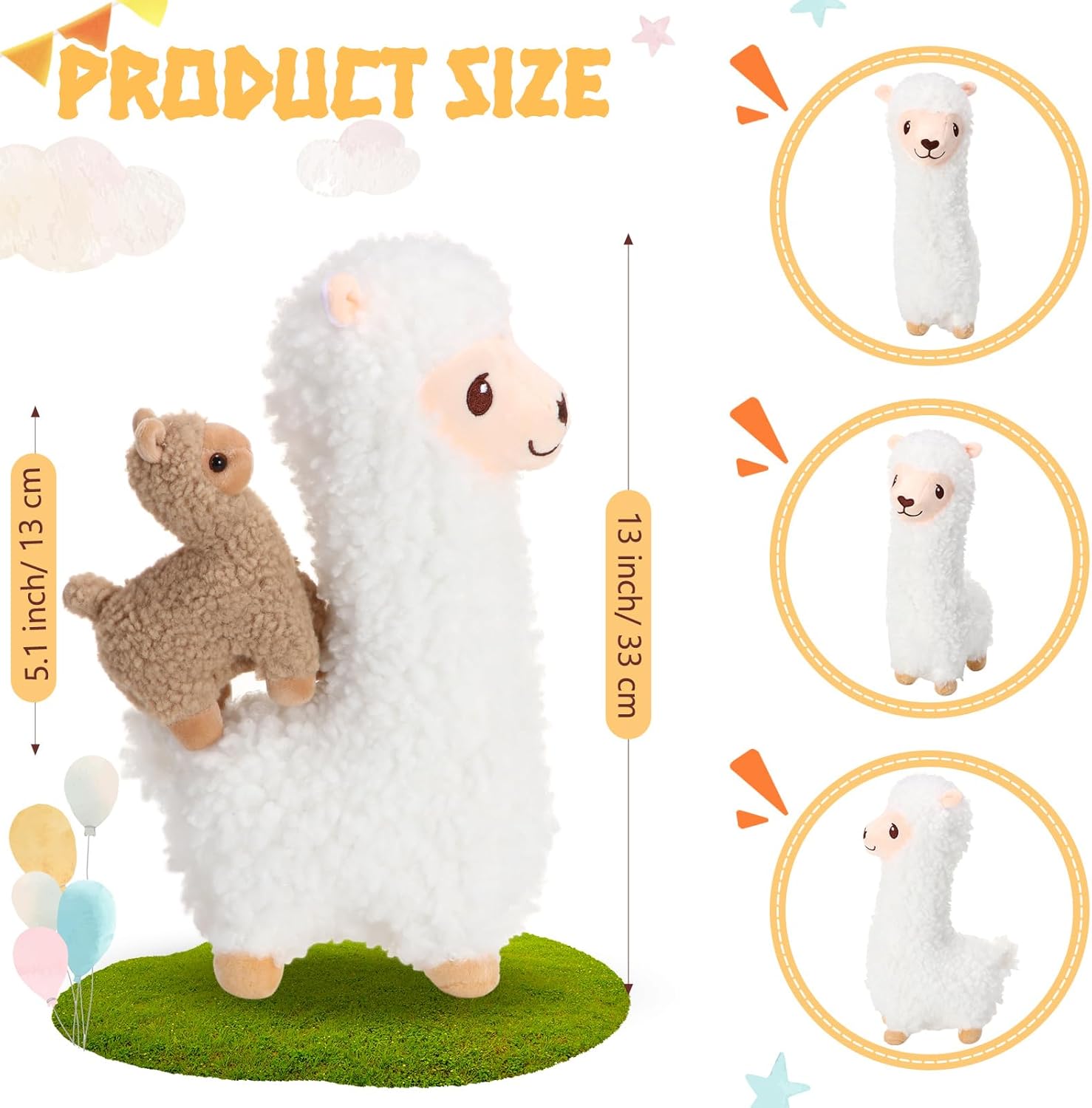 Jenaai Llama Plush Set with 4 Baby Llamas Cute Soft Stuffed Animals
