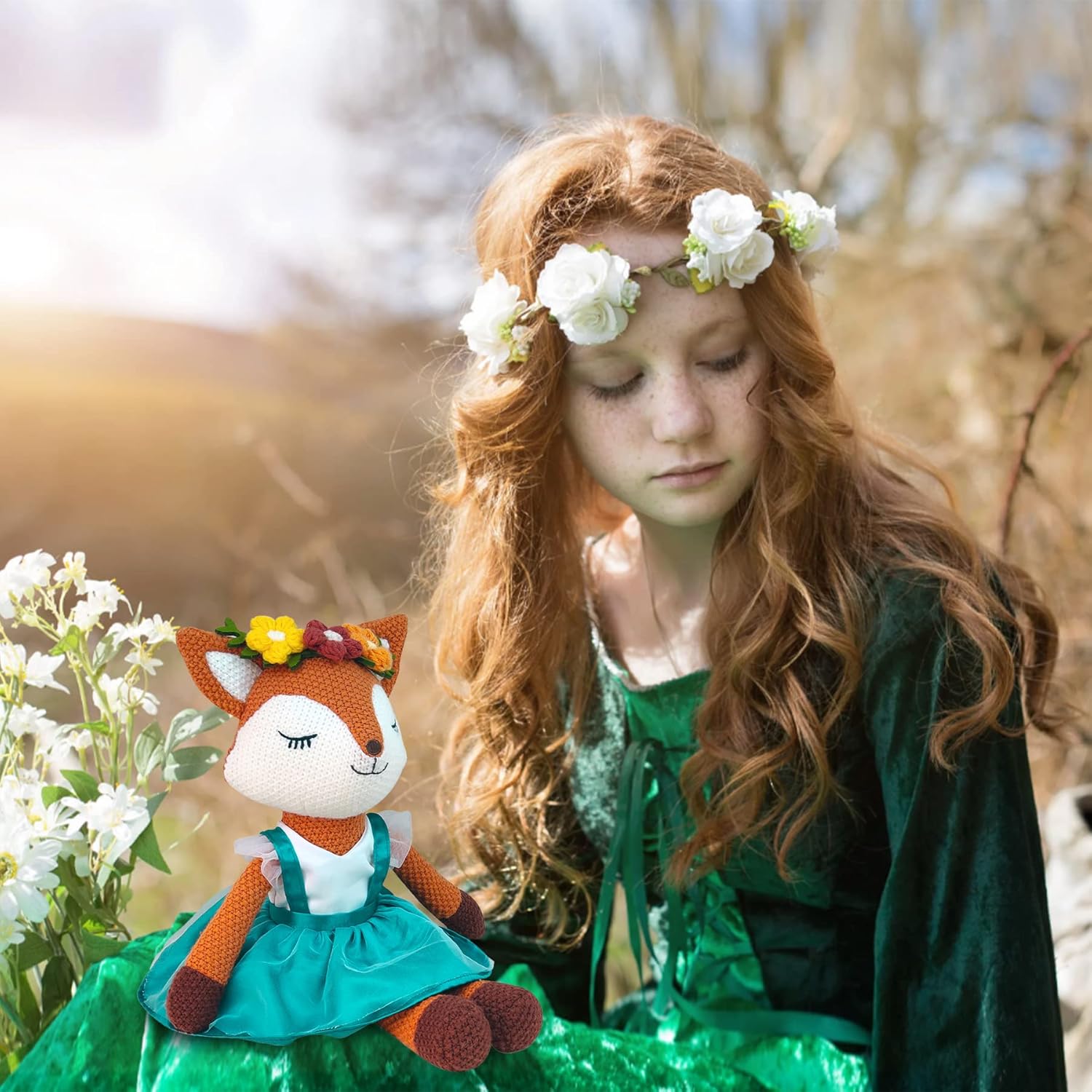 Justqunseen Cute Fox Stuffed Animal for Girls